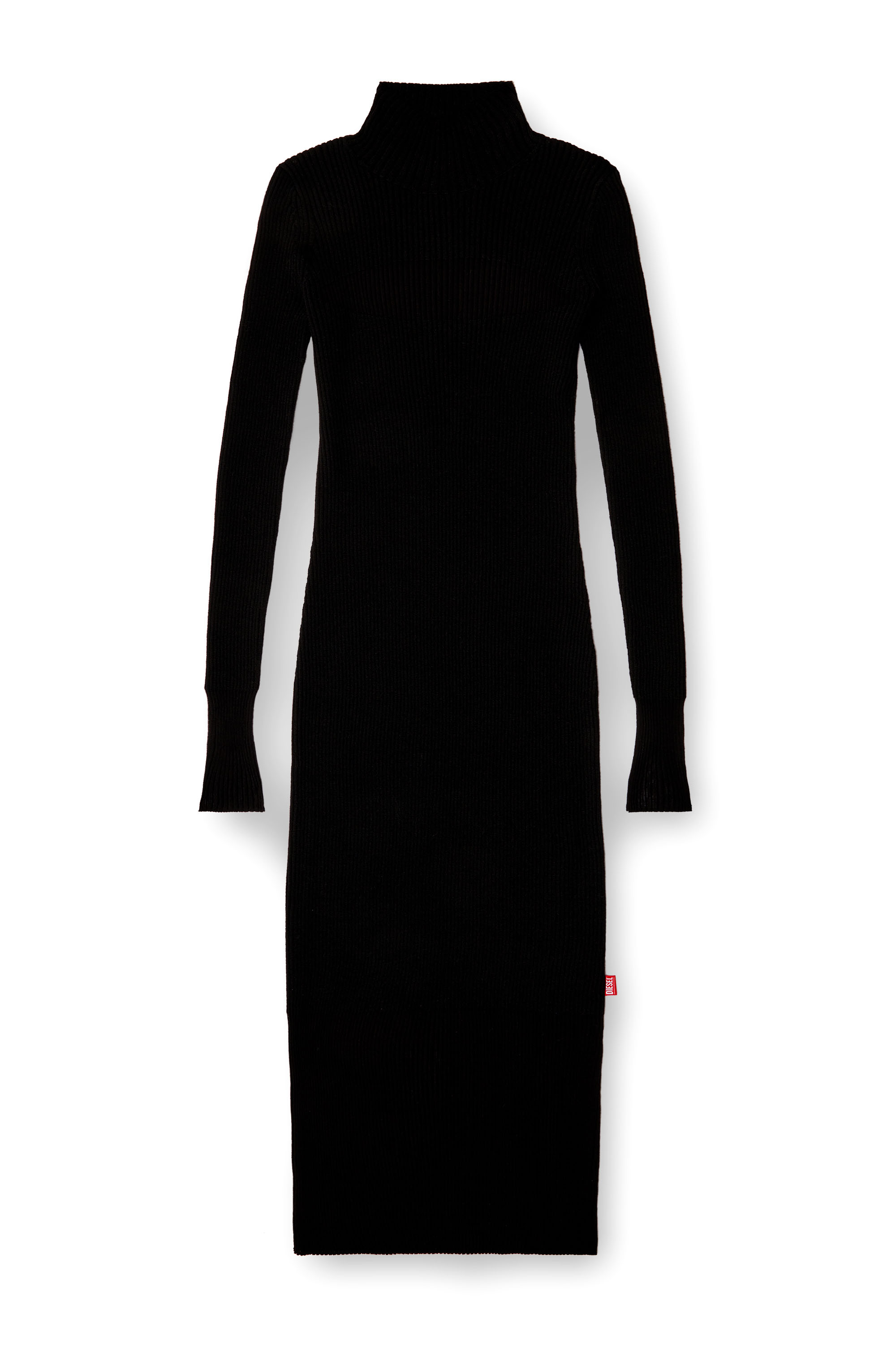 Diesel - M-SLINT, Woman's Rib-knit midi dress with sheer panels in Black - 1