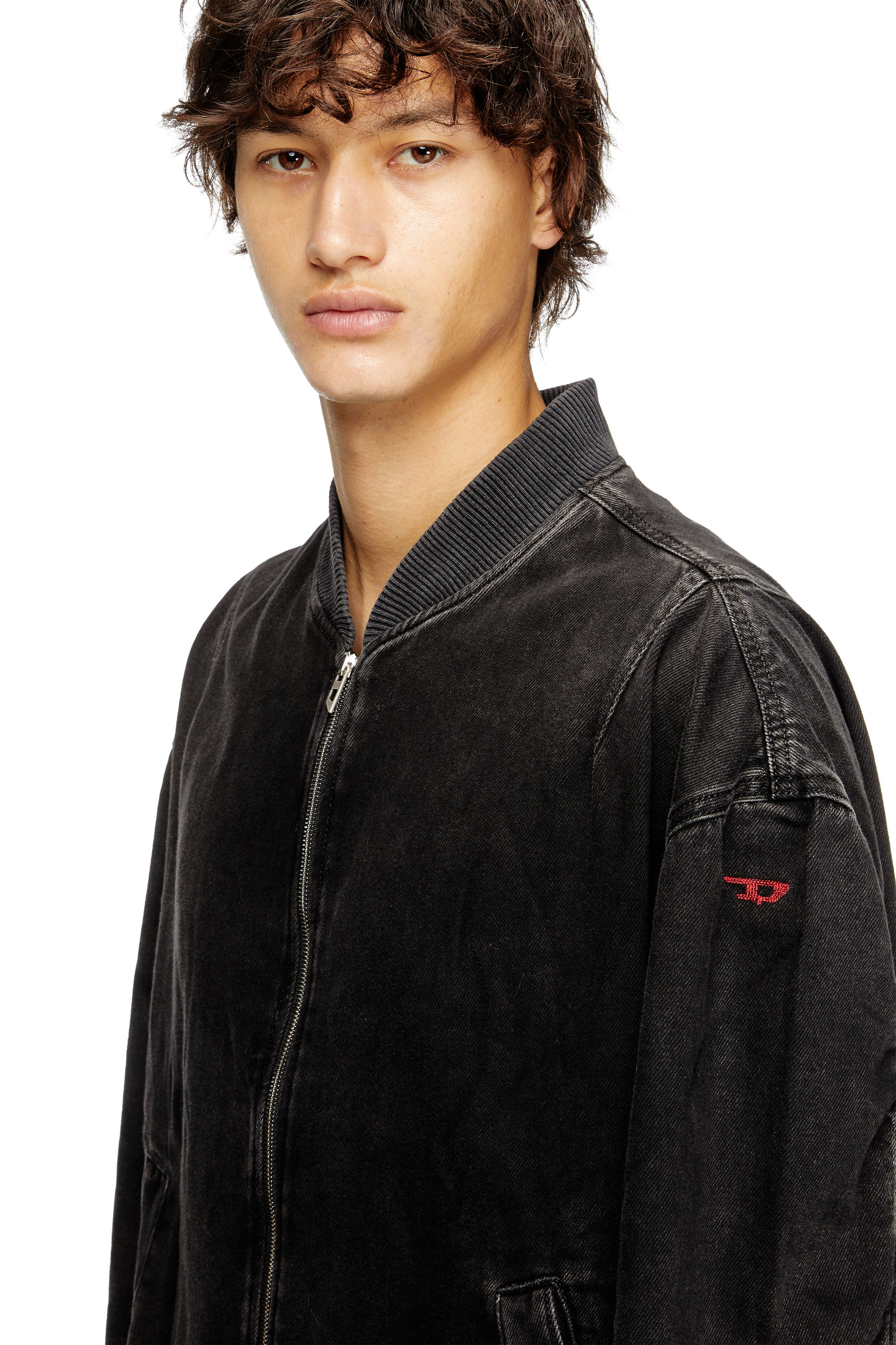 Men's Bomber jacket in clean-wash denim | Black | Diesel