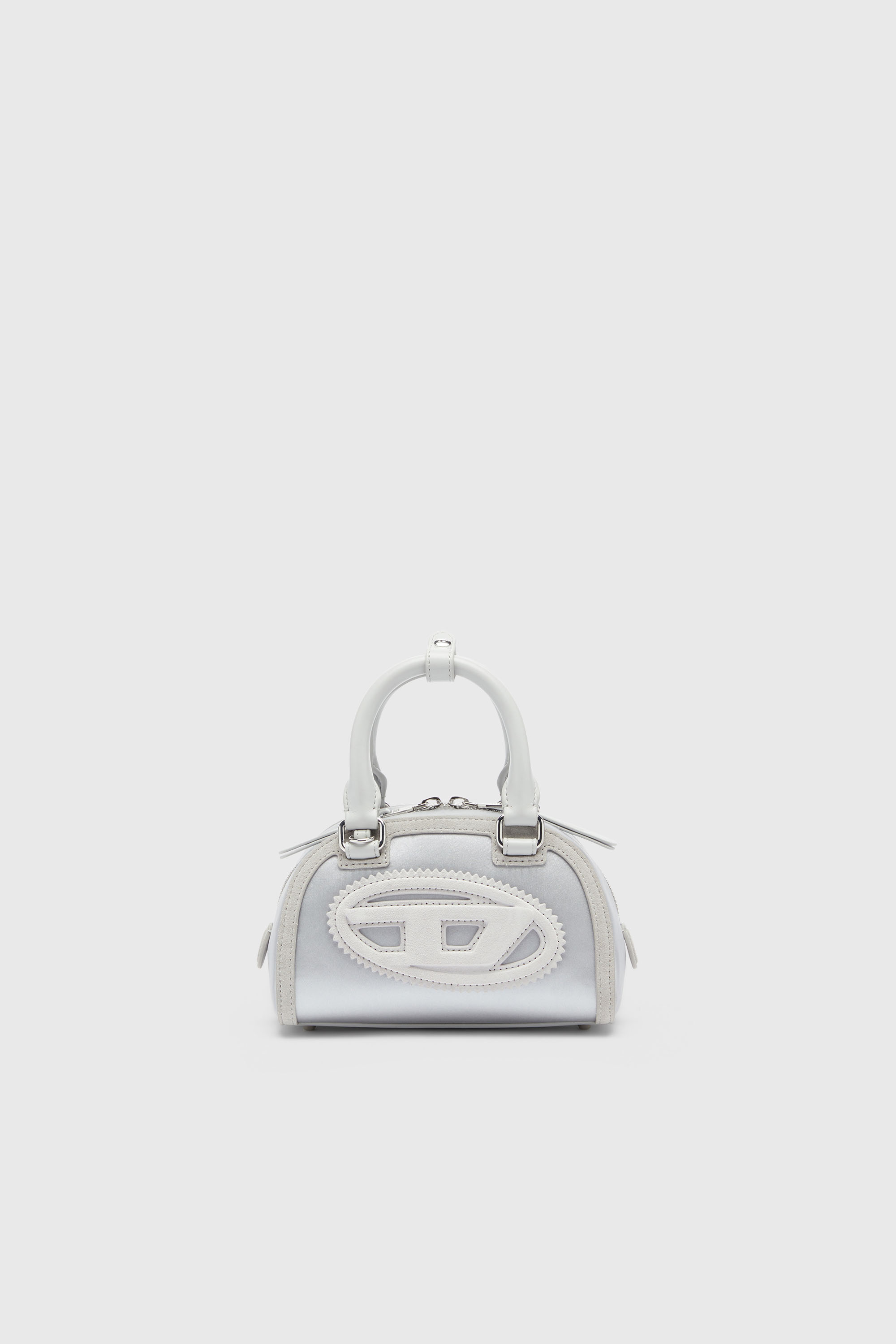 Diesel - 1DR DOME CROSSBODY, Woman's 1DR Dome - Small bowling bag in satin and suede in Silver - 1