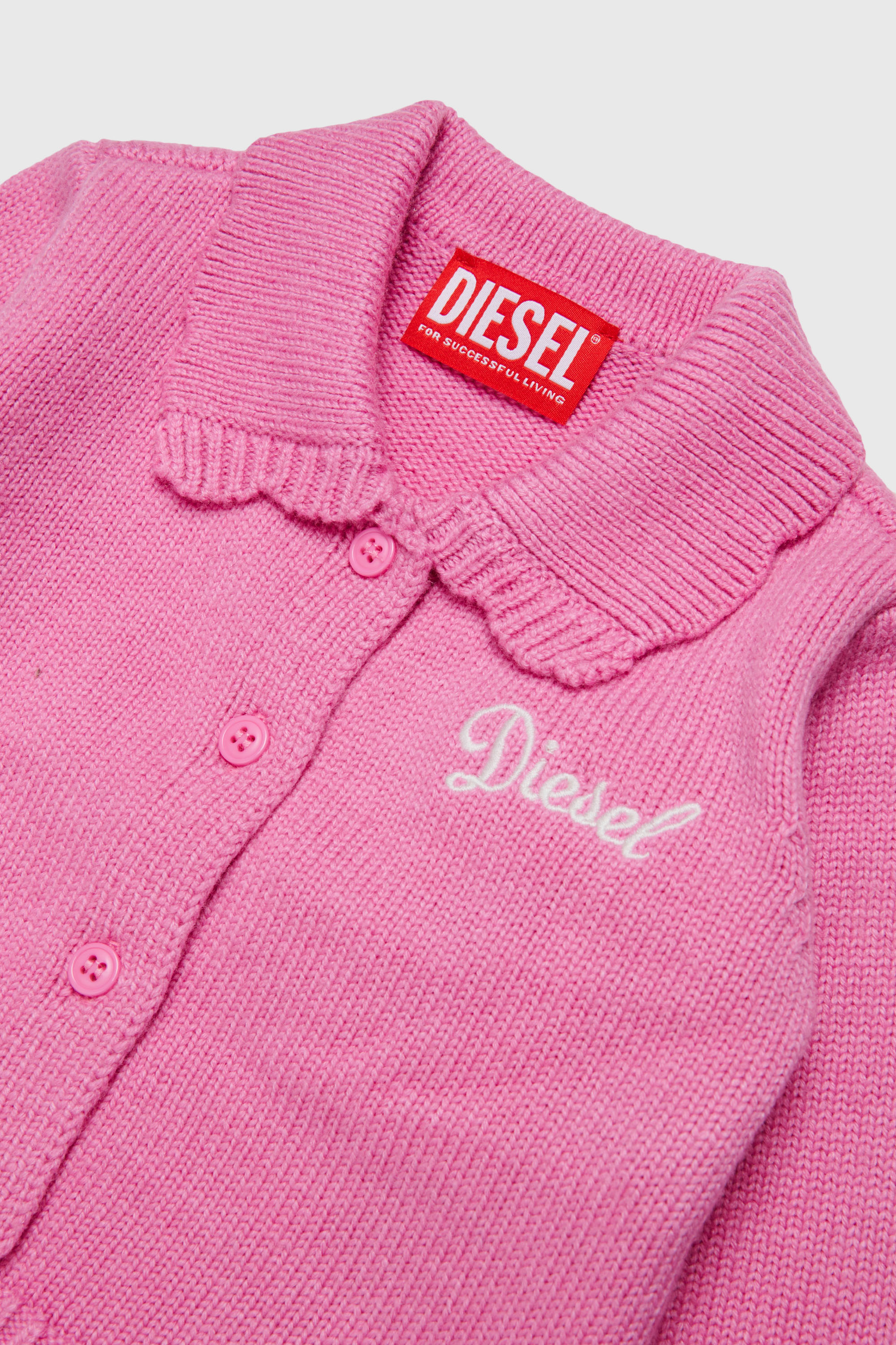 Diesel - KSCALOB, Woman's Cashmere-enriched cardigan with scalloped collar in Pink - 3