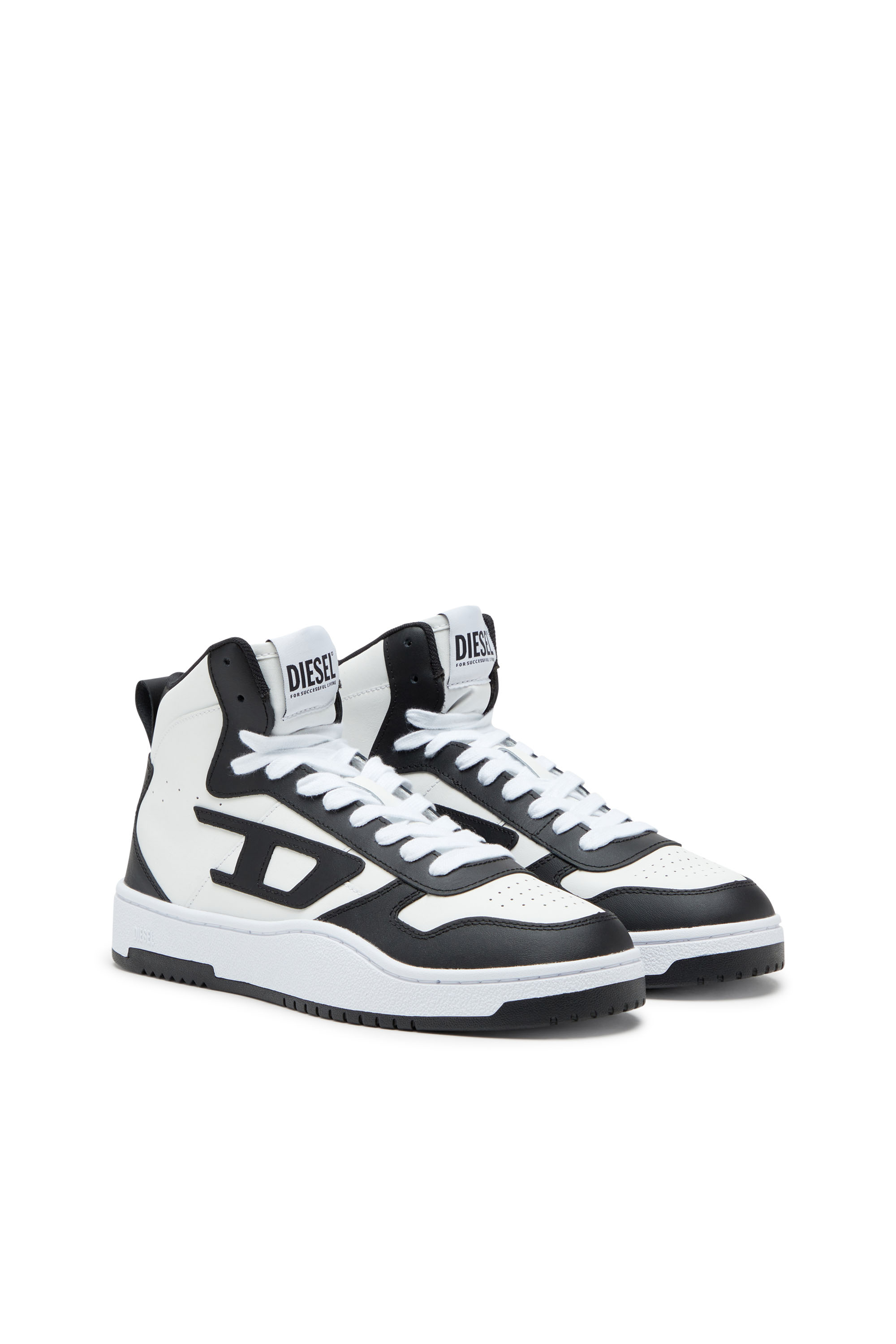 Diesel - S-UKIYO V2 MID, Man's S-Ukiyo-High-top sneakers in leather in White/Black - 2