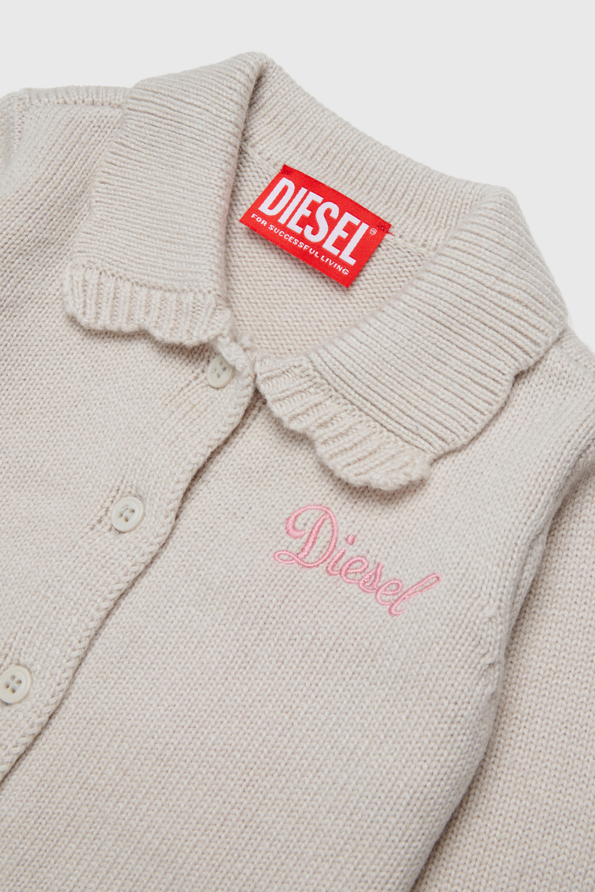Diesel - KSCALOB, Woman's Cashmere-enriched cardigan with scalloped collar in White - 3