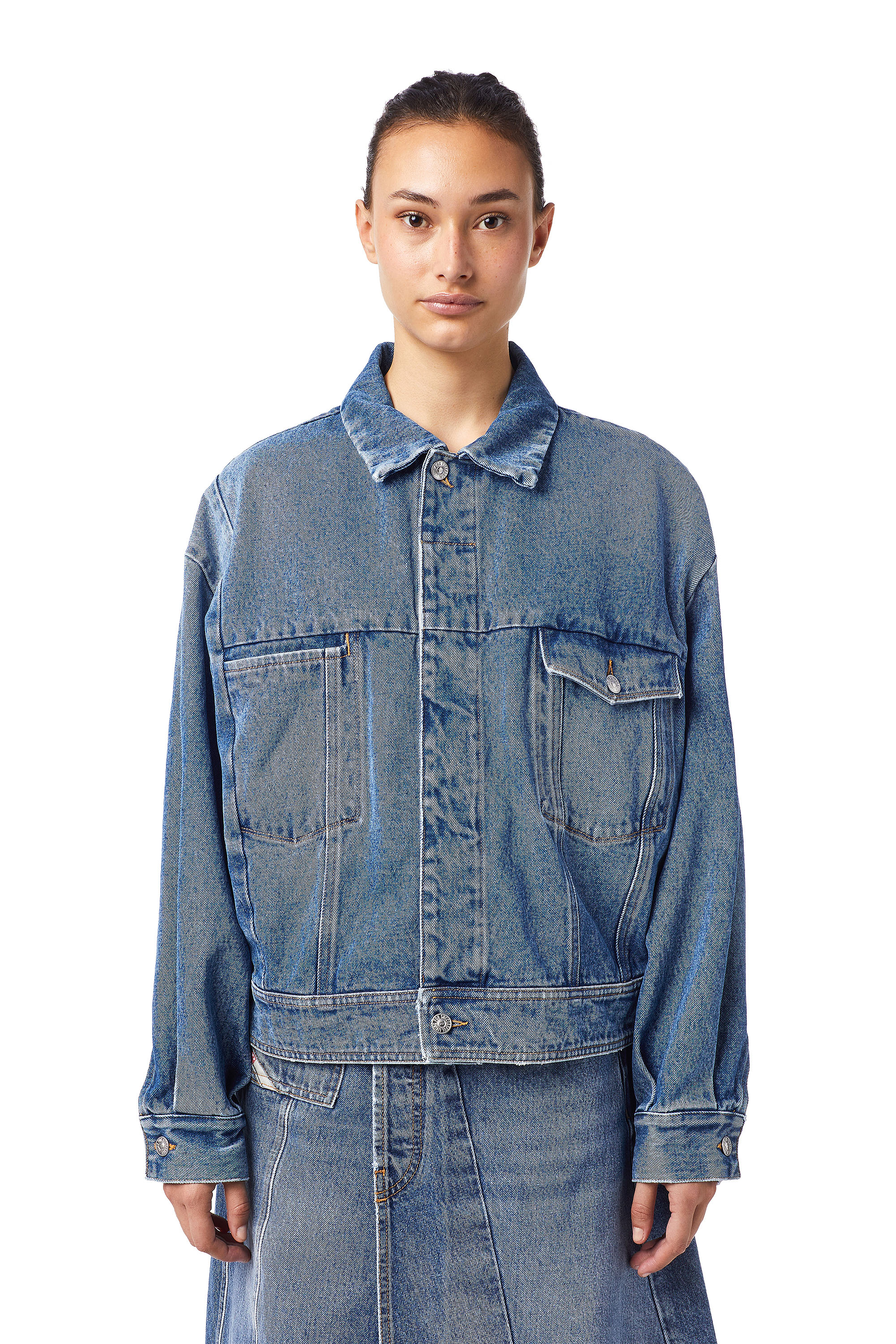 DE-LUCY-SP1, Medium blue Diesel - DE-LUCY-SP1, Medium blue - Denim Jackets - Image 1