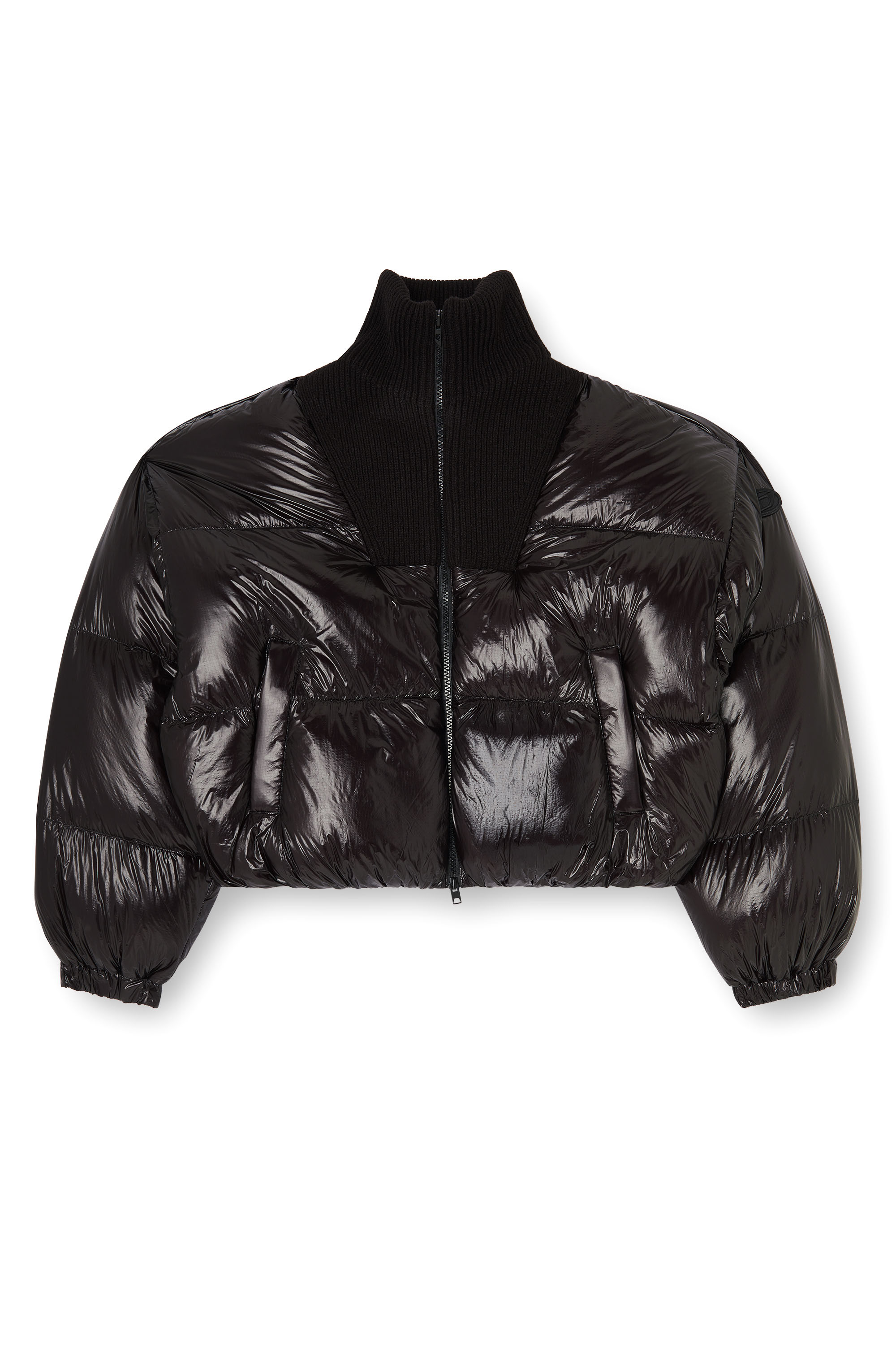 Diesel - W-ARRIOR, Woman's Down puffer jacket in ripstop with knitted collar in null - 2