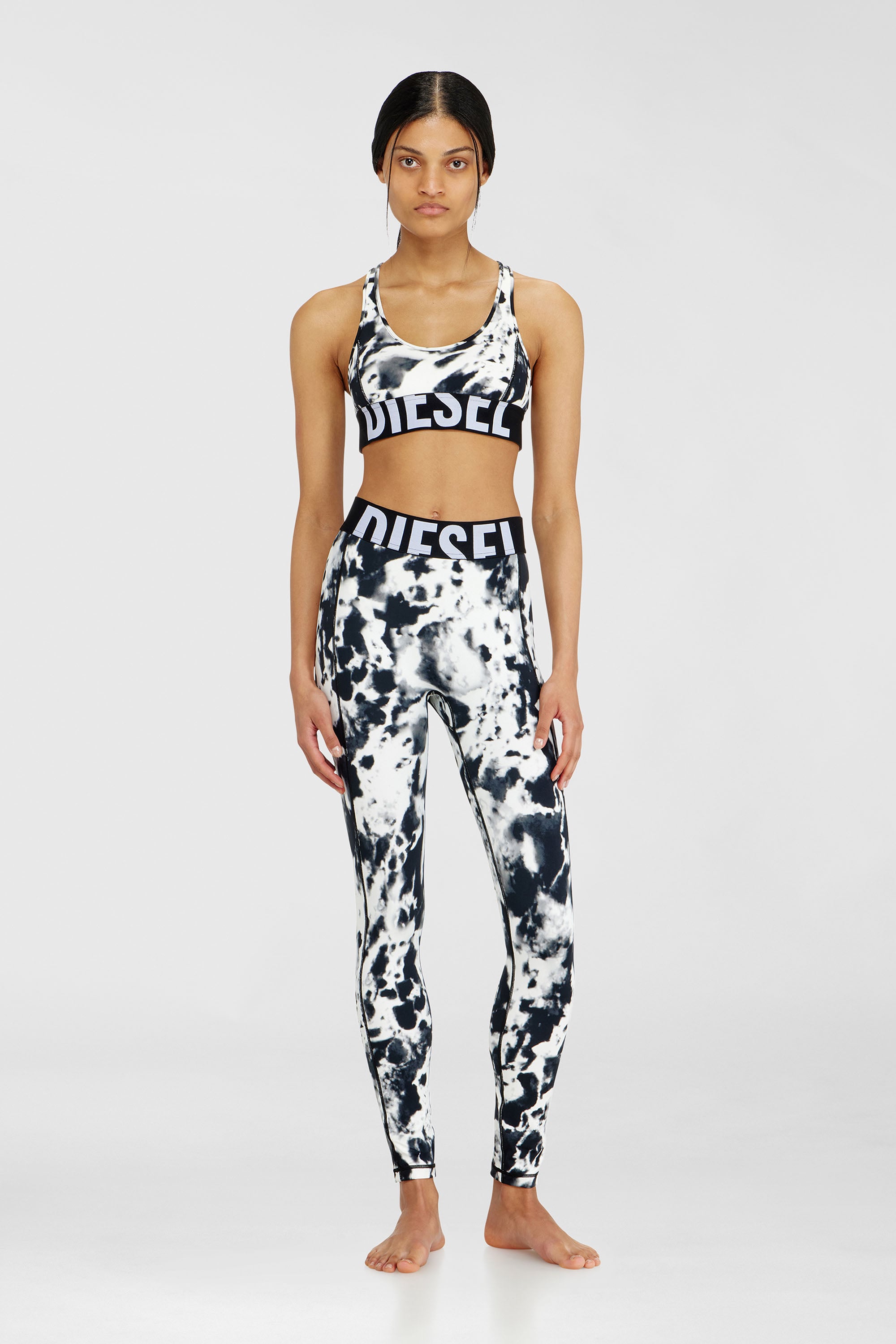 Diesel - ALLISON-D-POP, Woman's Sports bra in printed microfibre in White/Black - 2