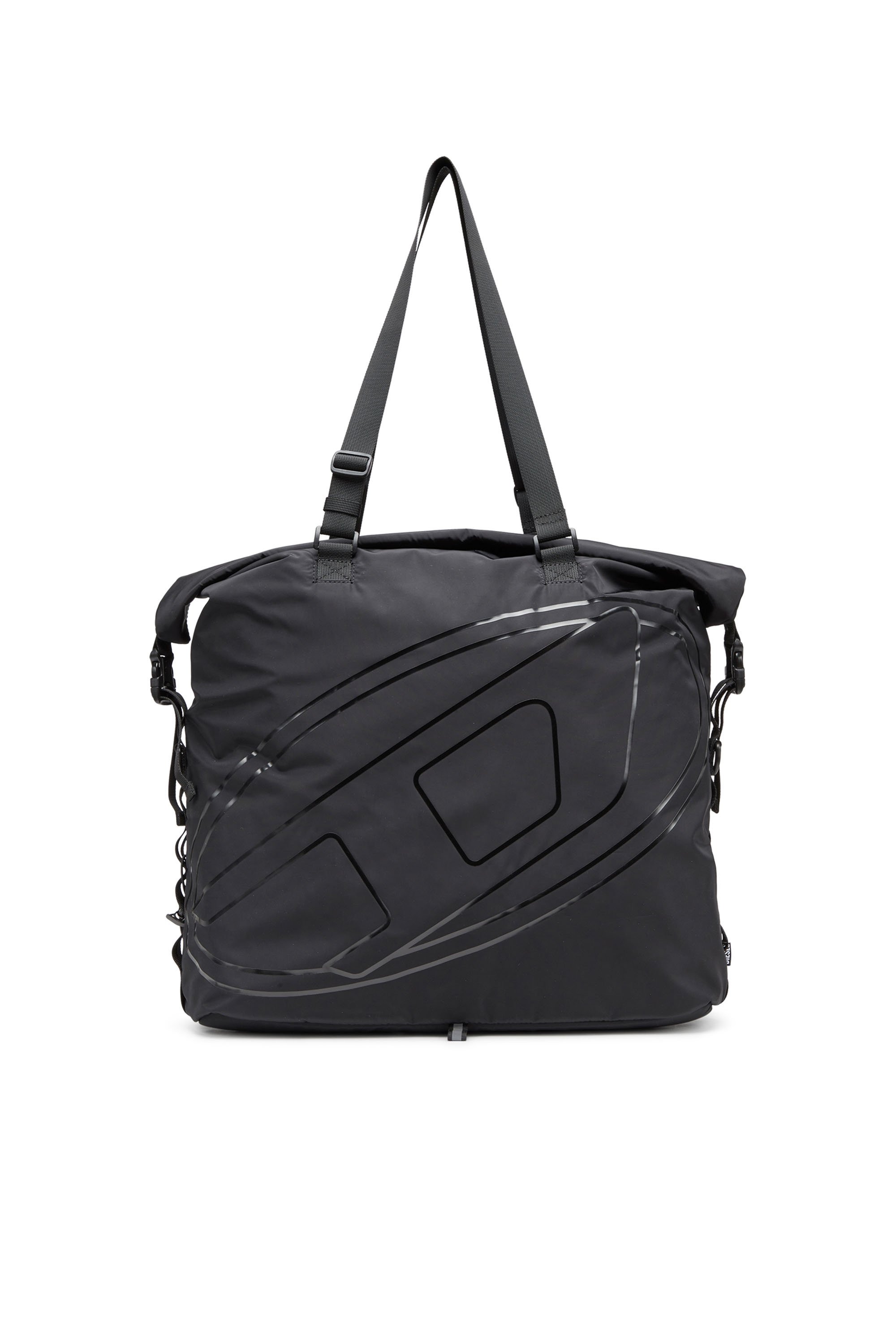 Diesel - DRAPE TOTE, Man's Drape-Nylon roll-top crossbody bag in Black - 1