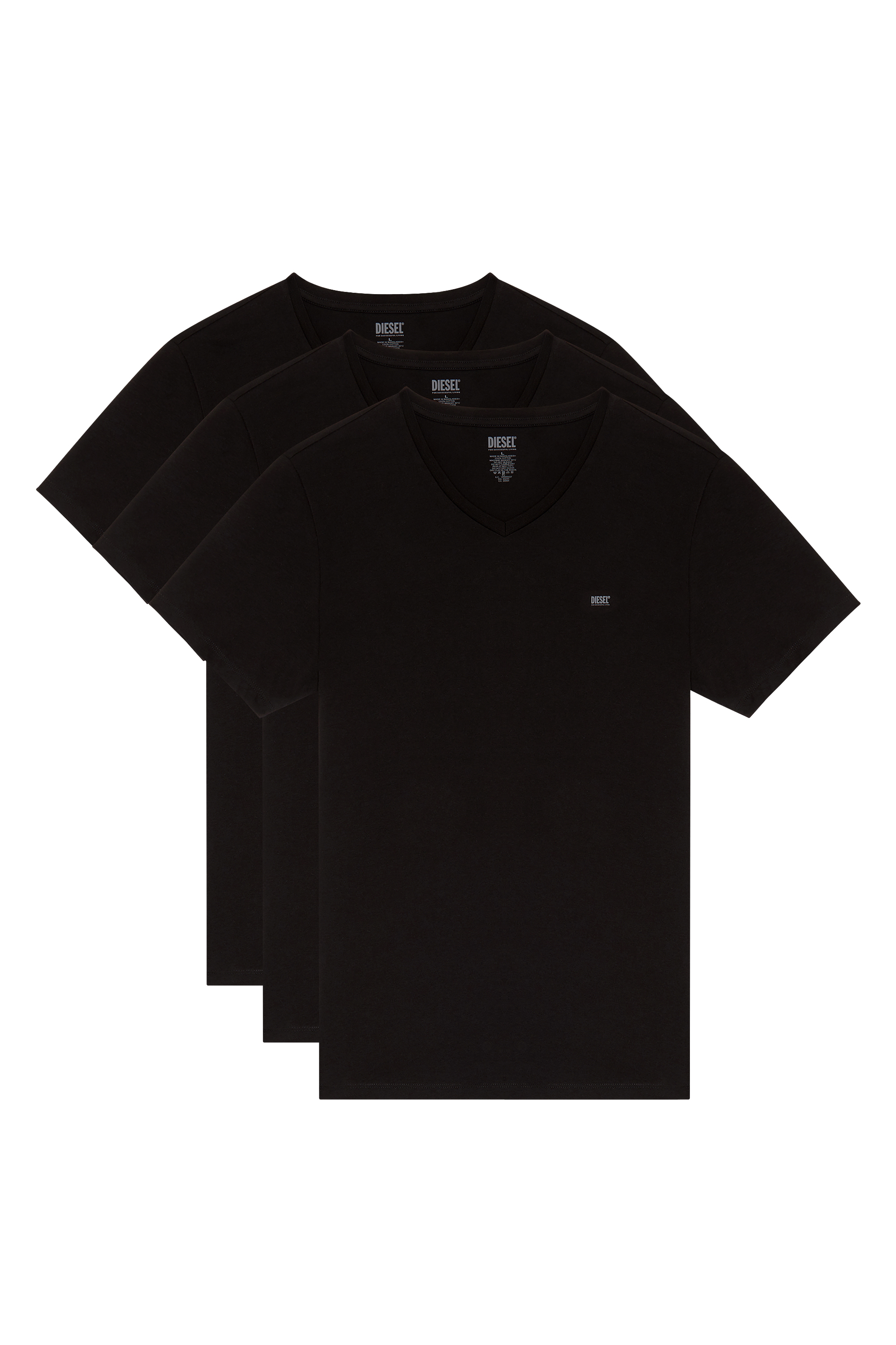 Diesel - UMTEE-MICHAEL3PACK, Man's Three-pack of V-neck T-shirts in Black - 2