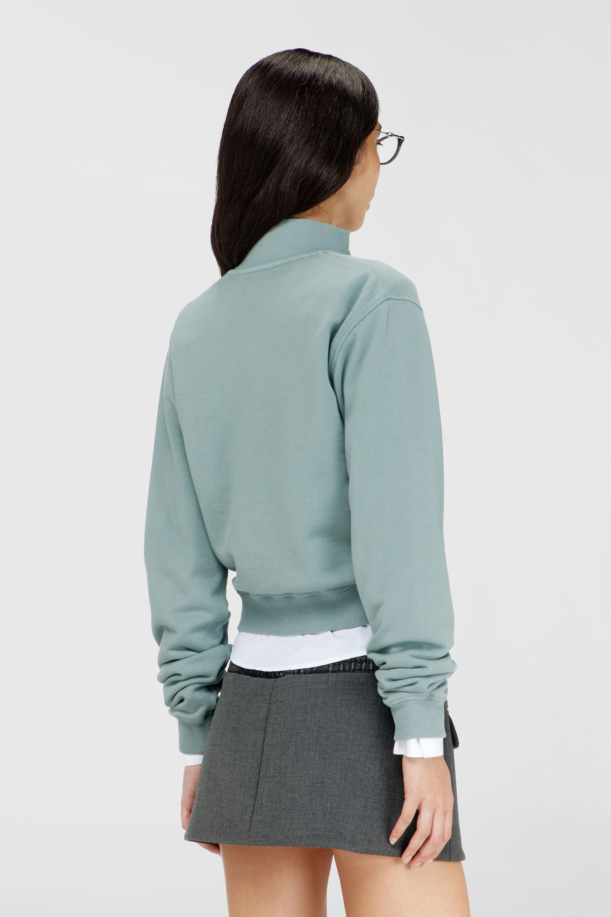 Diesel - F-FLACIN-OD, Woman's Zipped sweatshirt with silver Oval D in Light Blue - 4