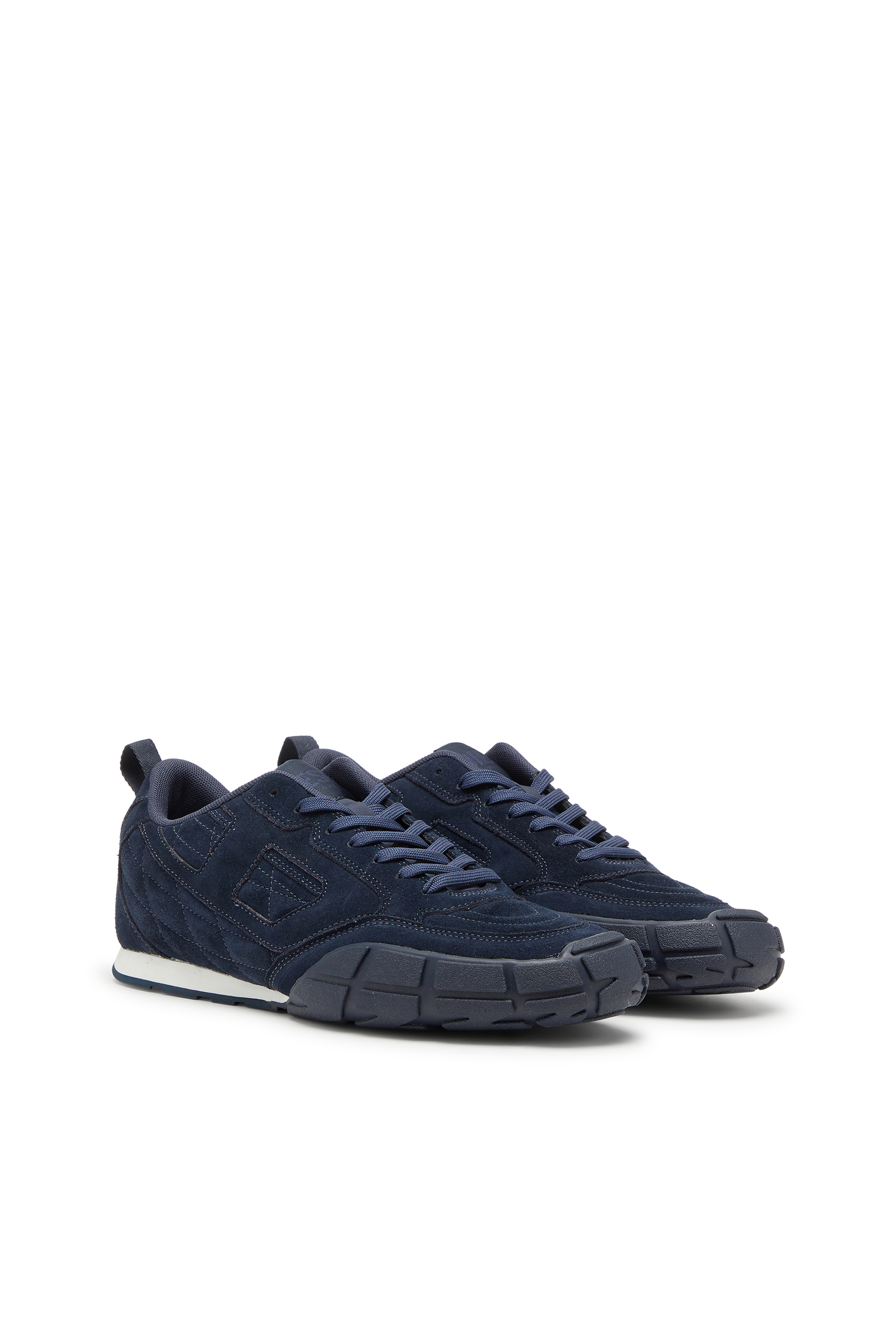 Diesel - S-PAGODHA LOW, Man's S-Pagodha-Quilted suede sneakers in Dark Blue - 2