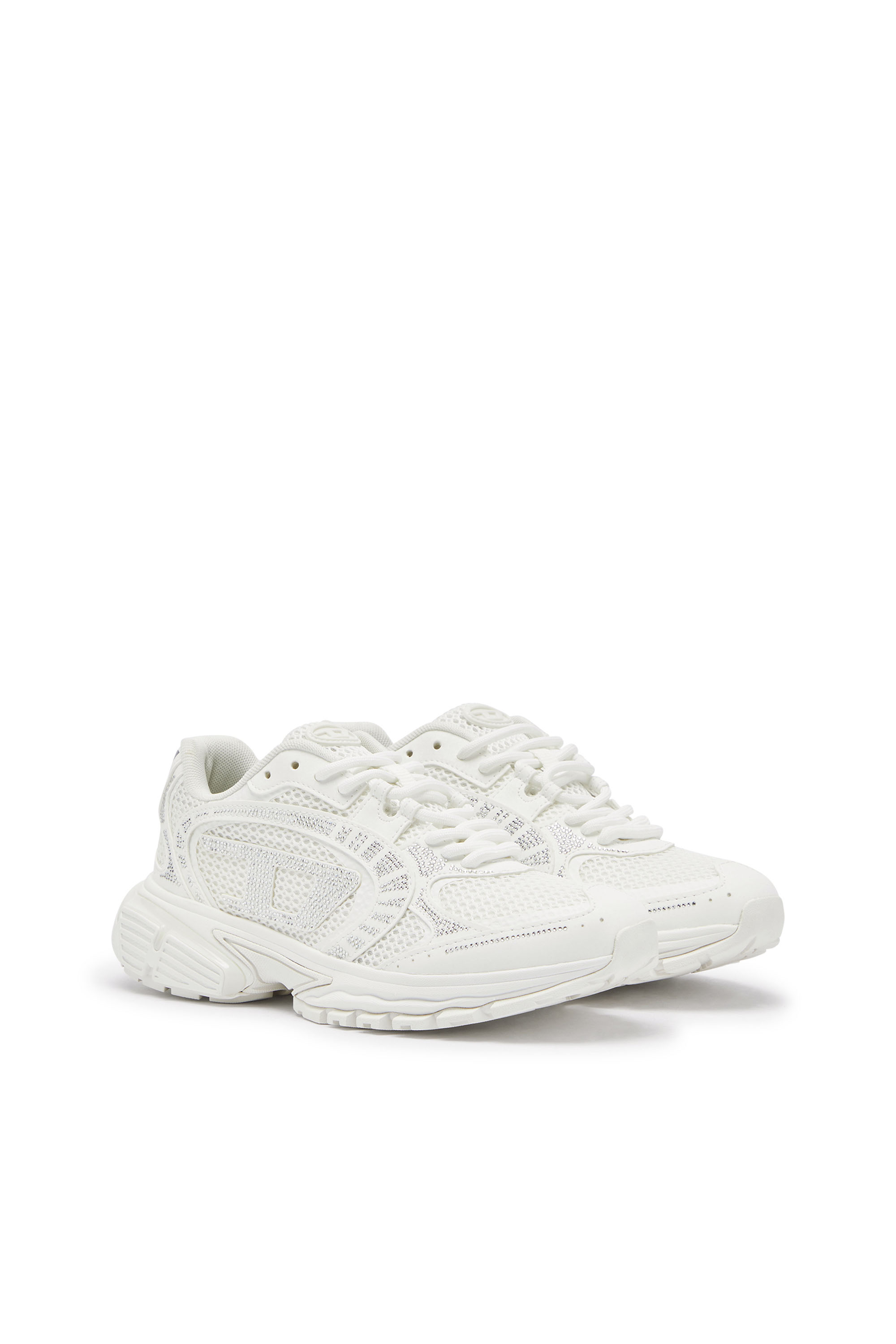 Diesel - S-PRO-V-DENSE LOW W, Woman's S-Pro-V-Dense - Mesh sneakers with crystals in White - 2