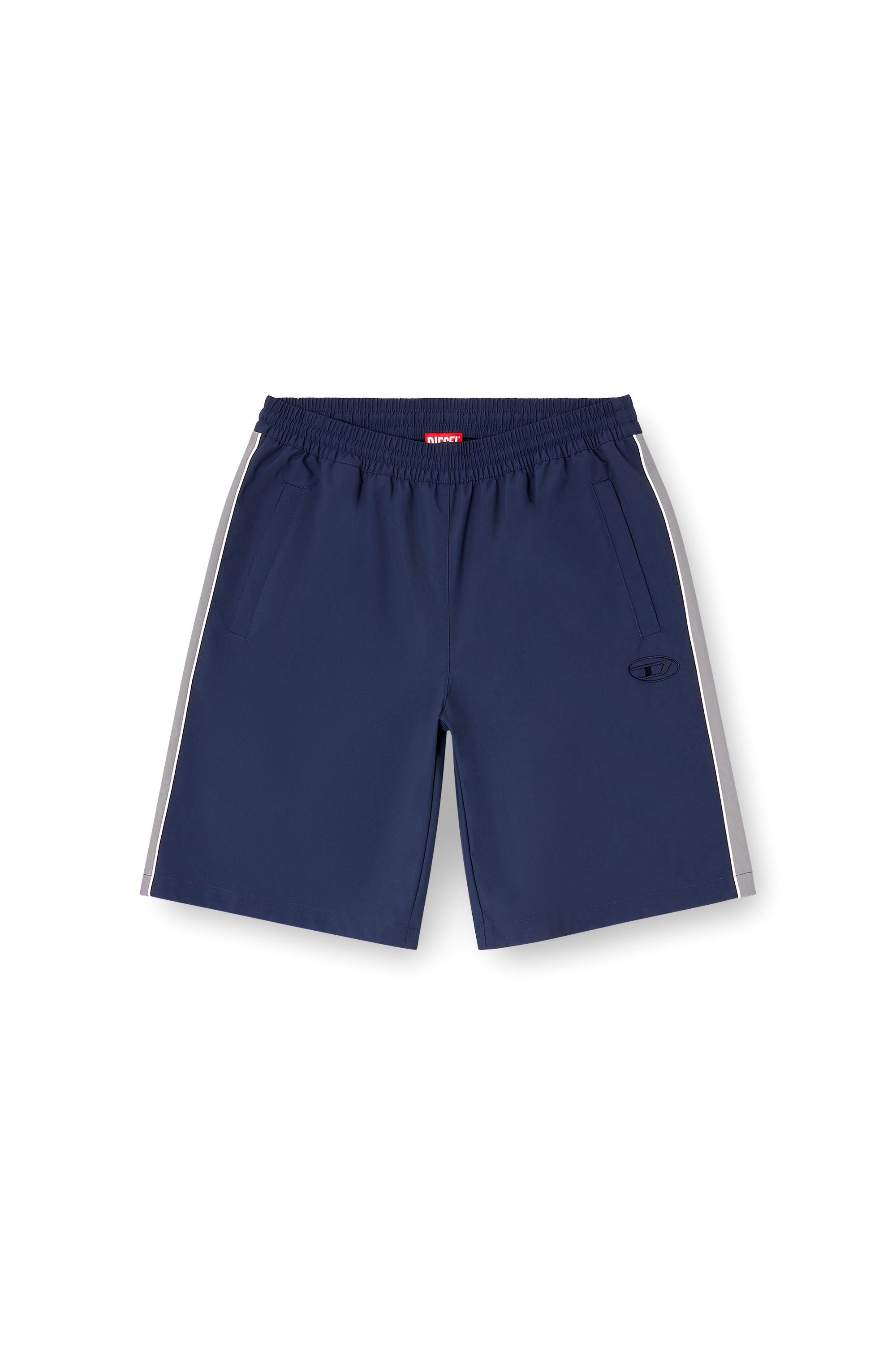 Diesel - P-HIVES-SHORT-DGAM, Man's Nylon shorts with contrast piping in Blue - 3