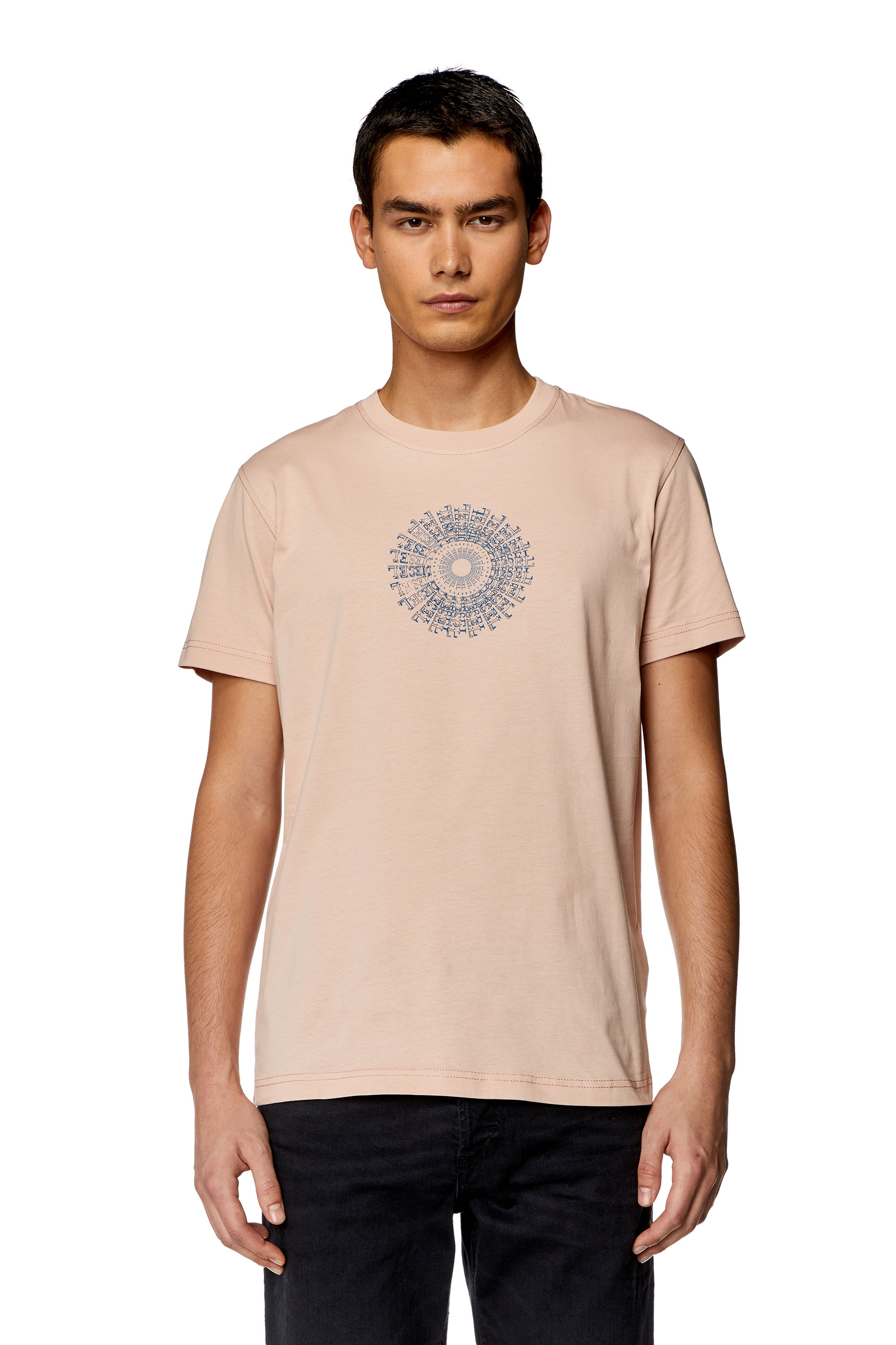 Diesel - T-DIEGOR-K71, Man's T-shirt with vortex Diesel print in Face Powder - 2
