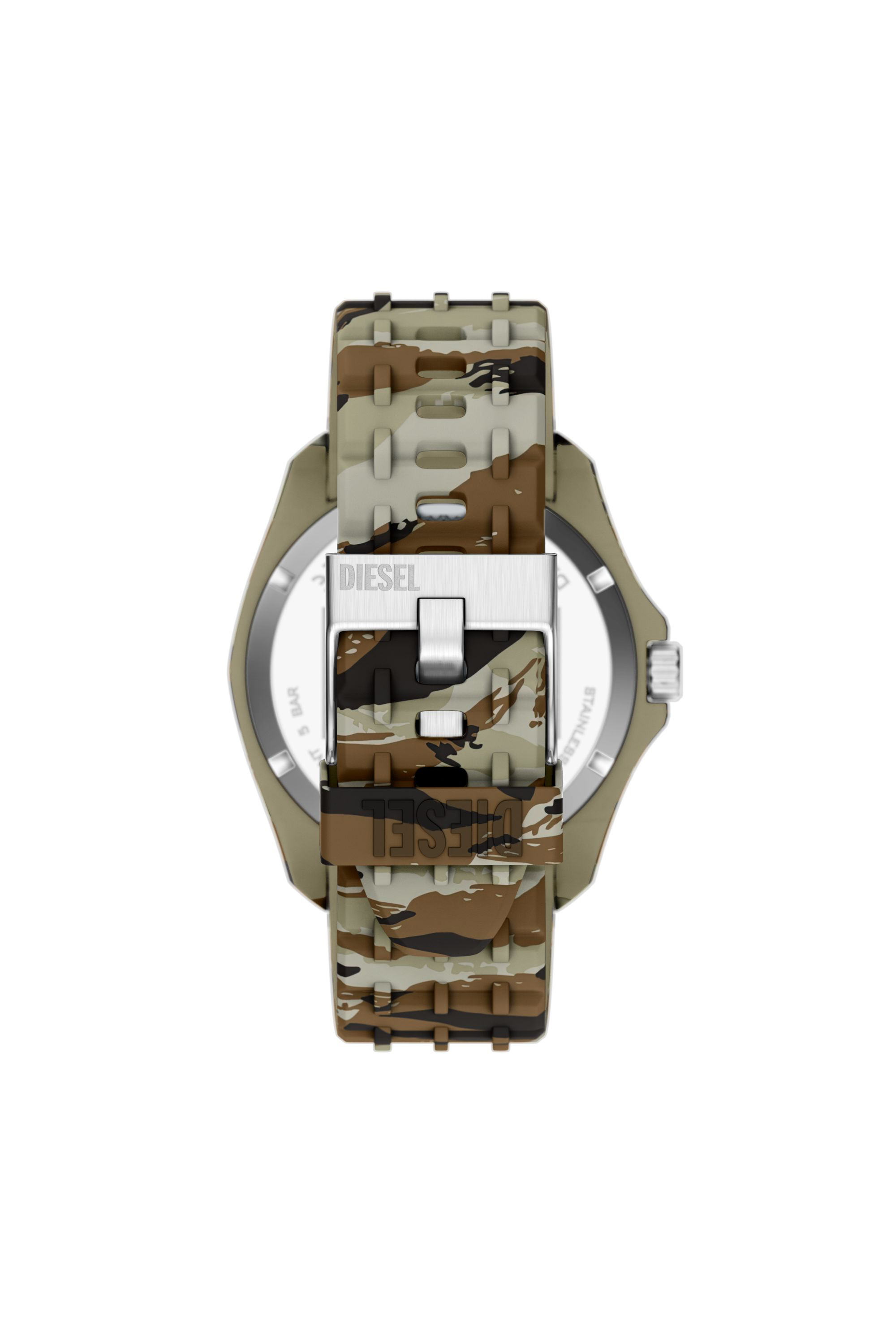 Diesel - DZ2242 WATCH, Man's Stinger camo silicone watch in Brown/Green - 3