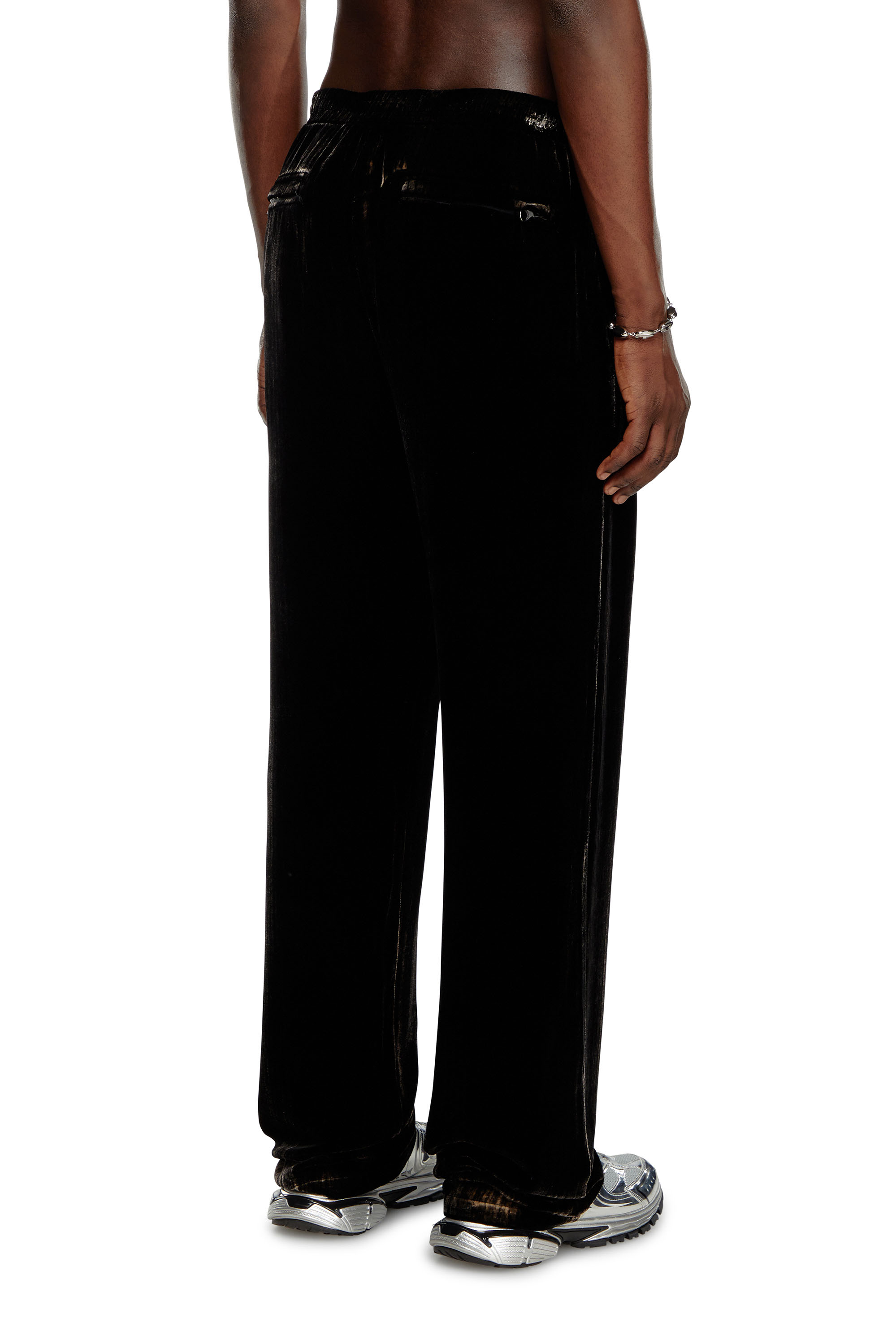 Diesel - P-SALFORD, Man's Track pants in treated velvet in Black - 4