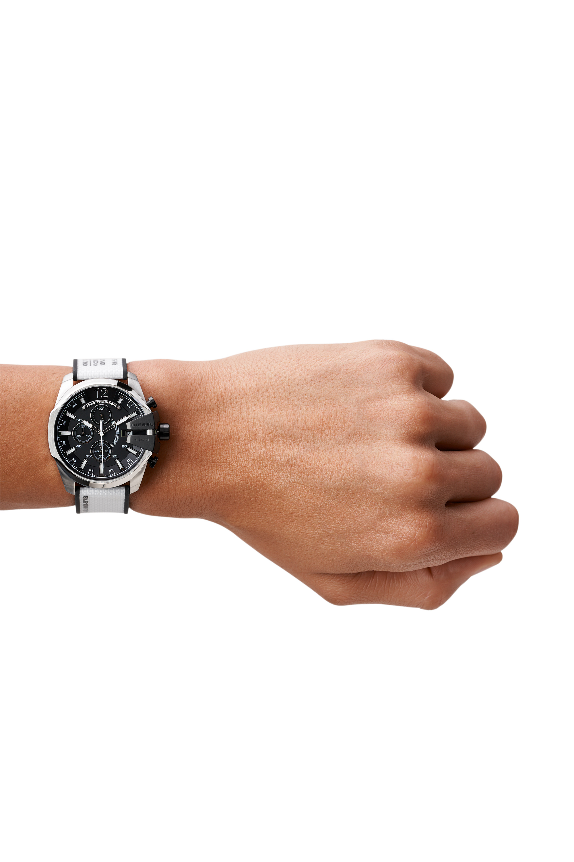 Diesel - DZ4564, Man's Baby Chief chronograph white canvas watch in White - 4