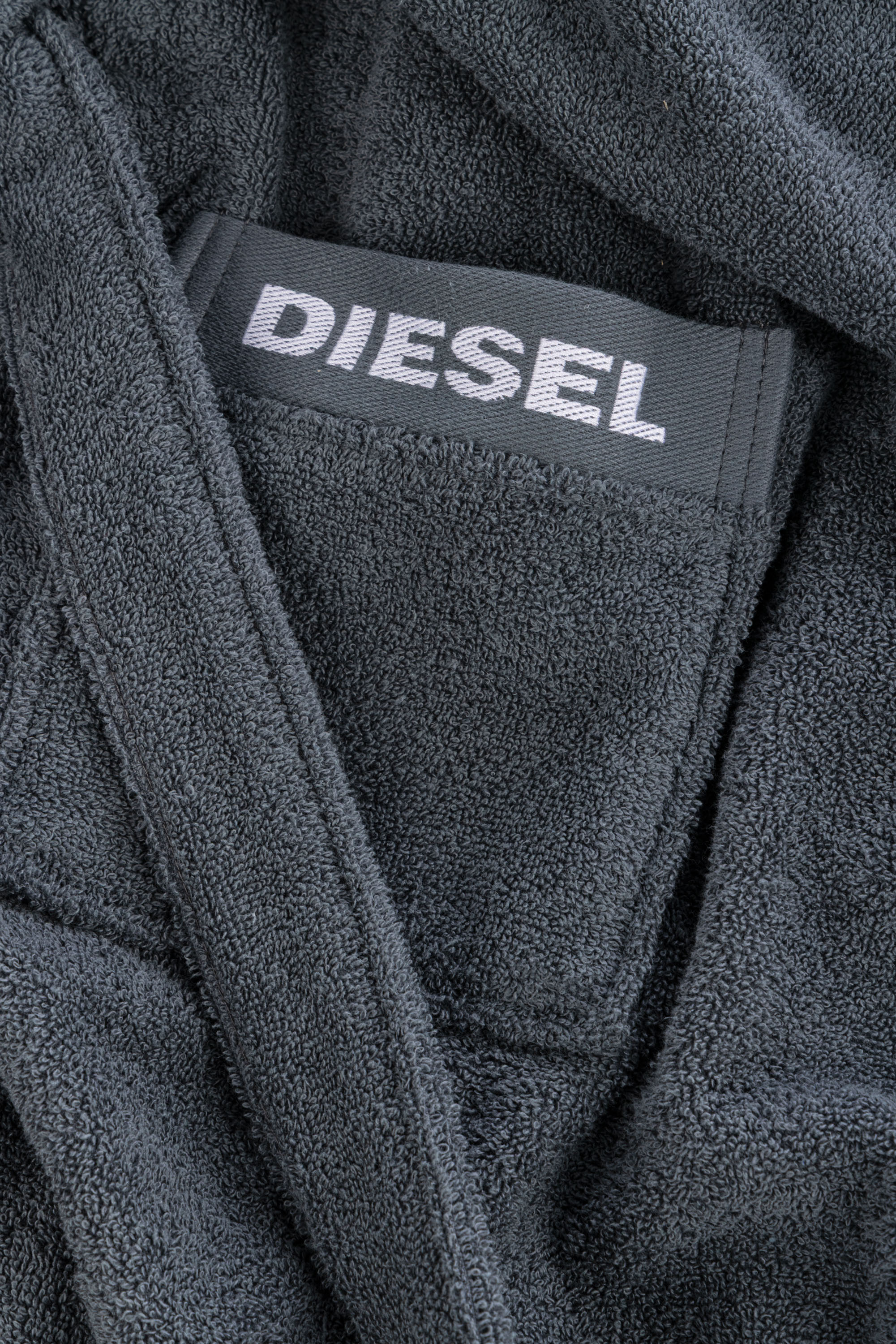Diesel - 1015101 LOGO-COTTON BATHROBE SIZE S GREY, Unisex's Logo-Cotton Terry Bathrobe, S size in Dark grey - 2