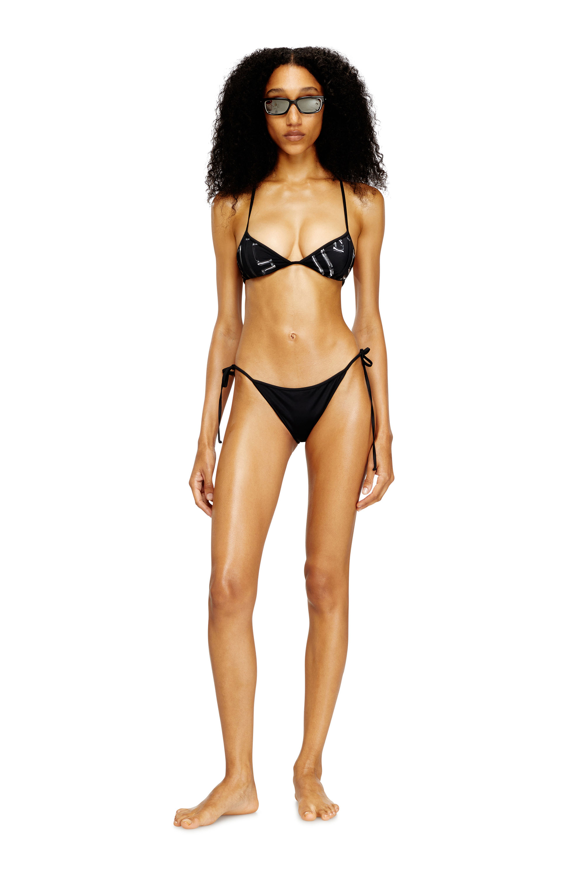 Diesel - TAYLOR-D-CORE, Woman's Nylon bikini bottoms with side ties in Black - 2