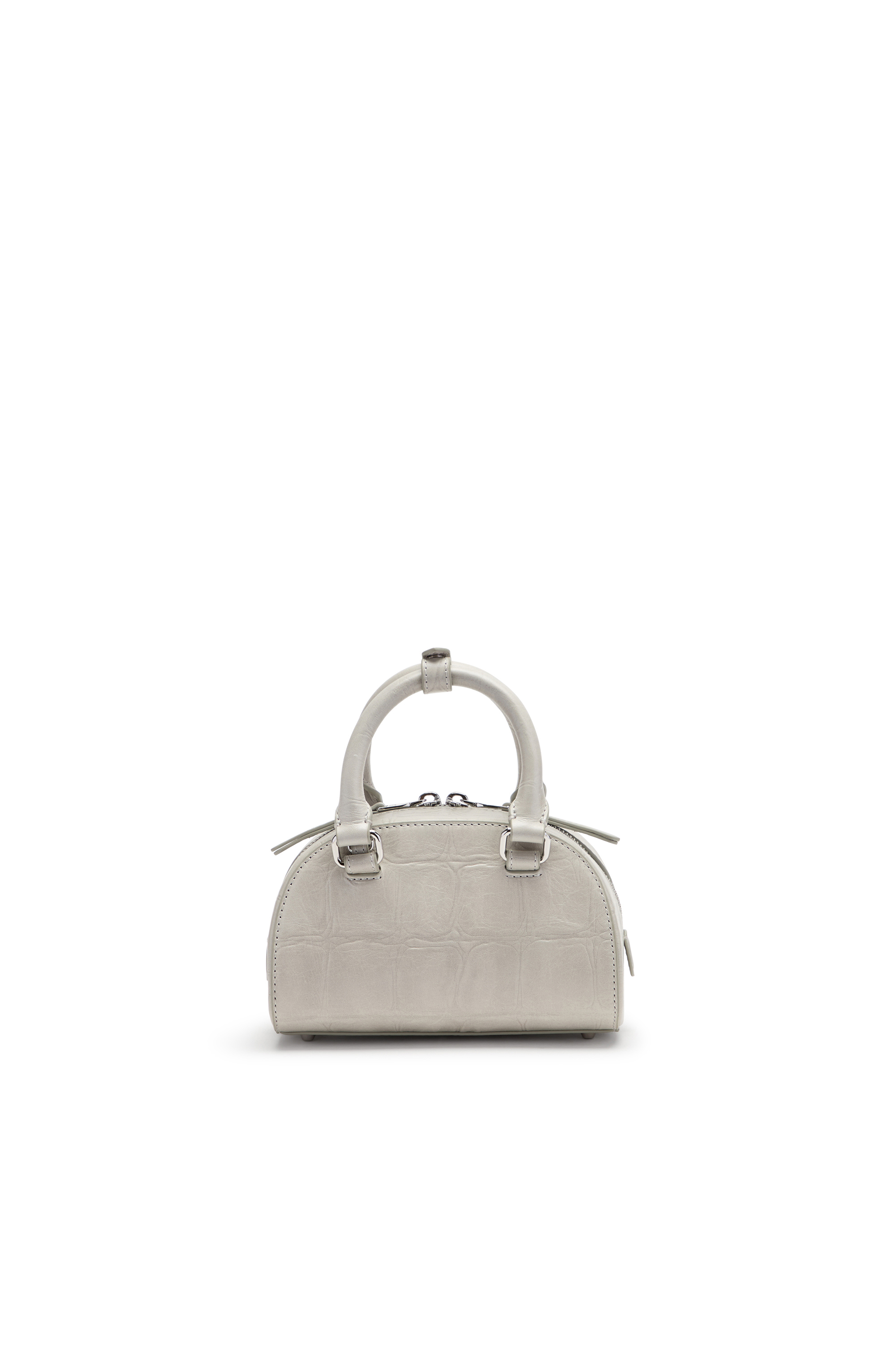 Diesel - 1DR DOME CROSSBODY, Woman's 1DR Dome-Mini bowling bag in croc-effect leather in Grey - 4