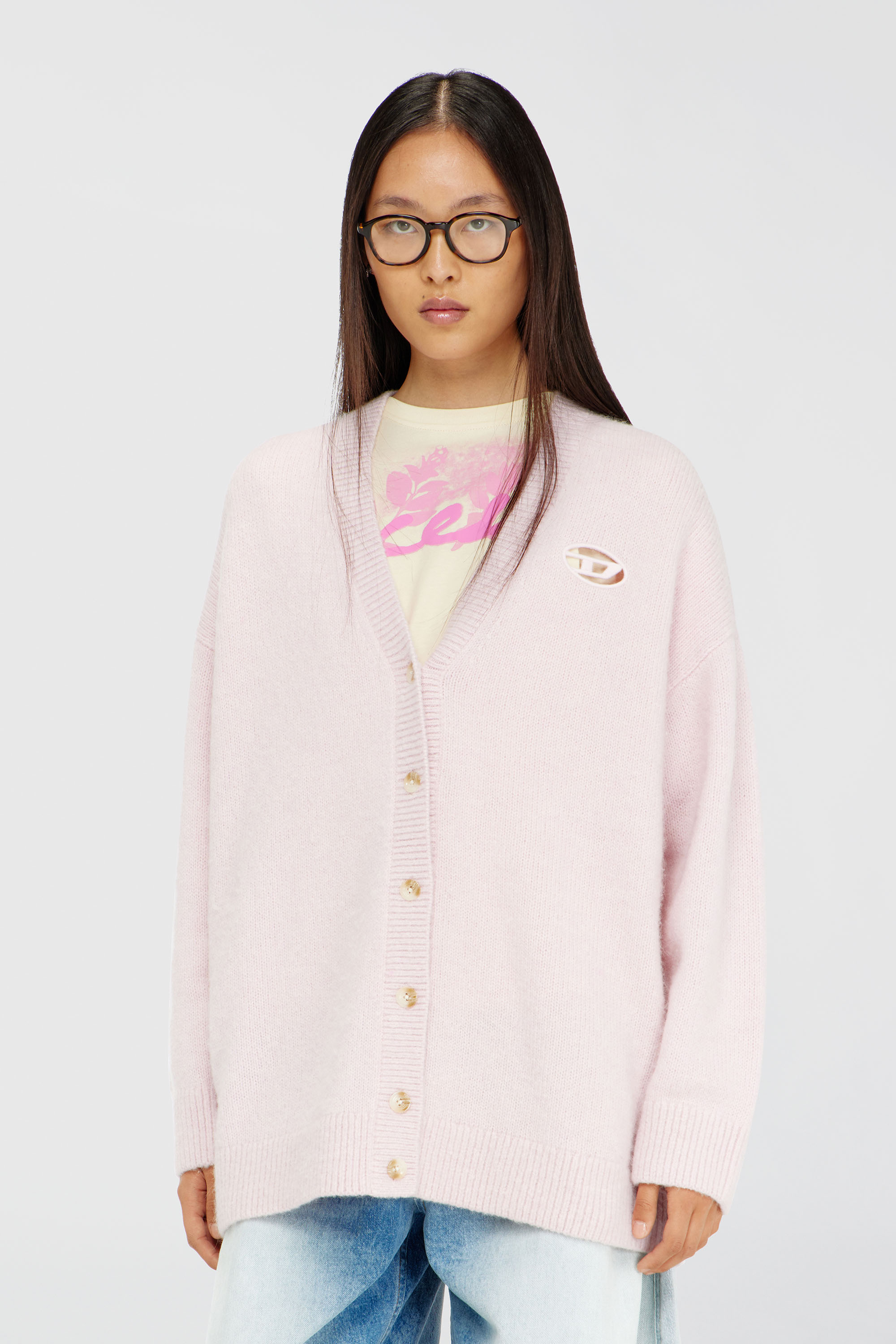 Diesel - M-AREELA, Woman's Cardigan in wool and alpaca blend in Face Powder - 3