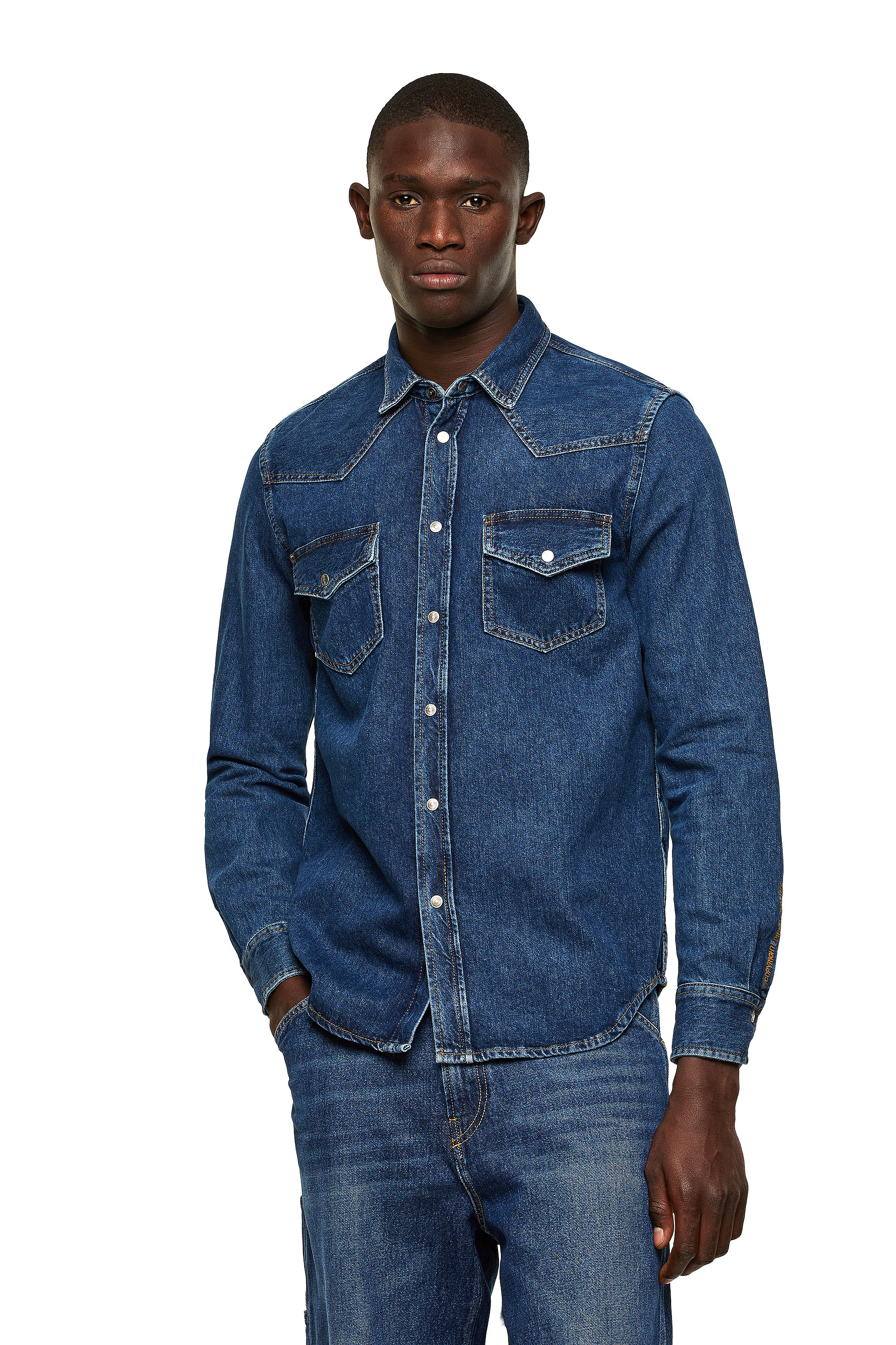 D-EAST-P1, Blue Diesel - D-EAST-P1, Blue - Denim Shirts - Image 1