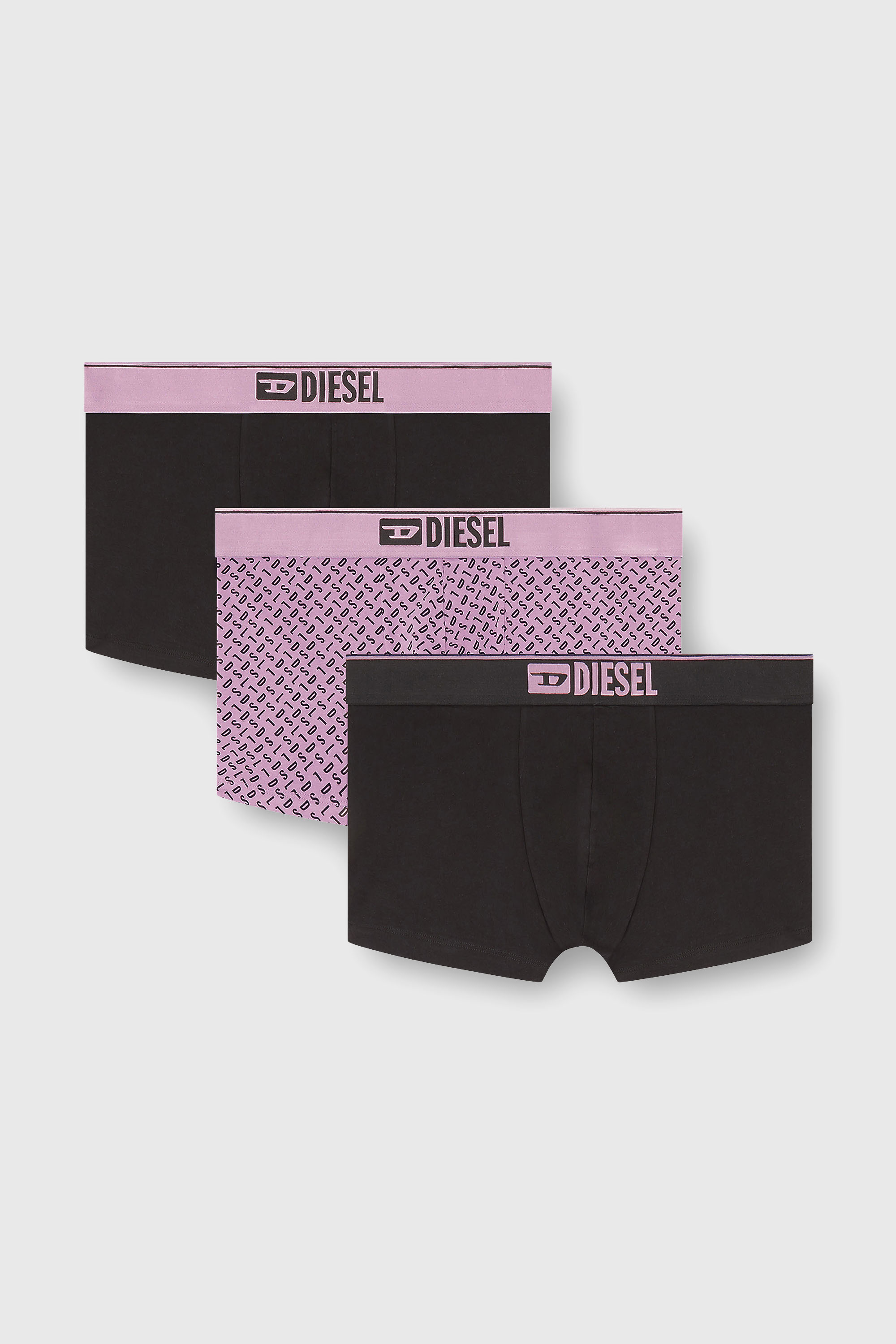 Diesel - DAMIEN-D-BOX-3PACK, Man's Three-pack of stretch cotton trunks with monogram in Lilac - 2