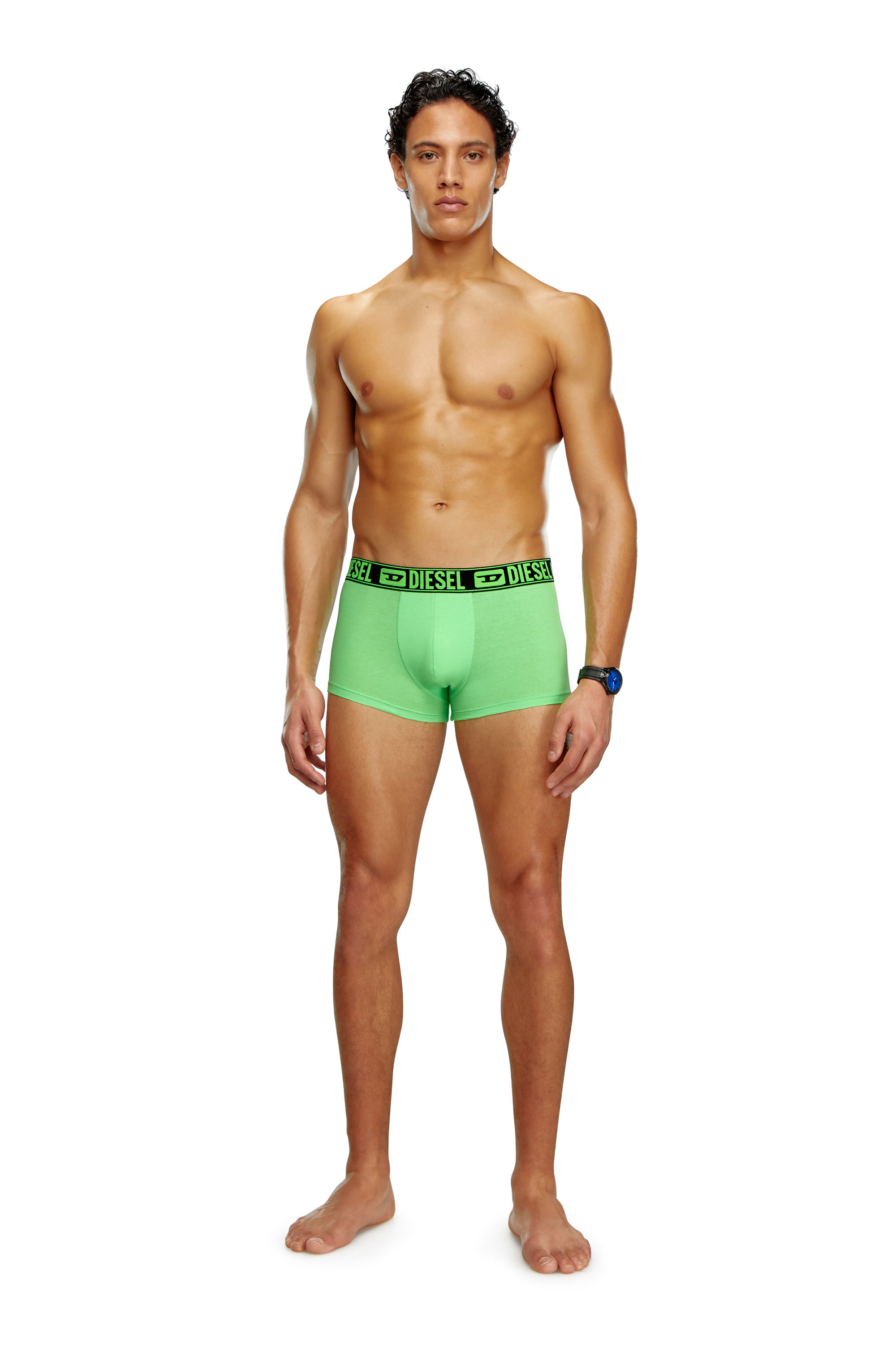 Diesel - UMBX-DAMIENTHREEPACK, Man's Three-pack boxer briefs with neon waist in Green/Black - 1