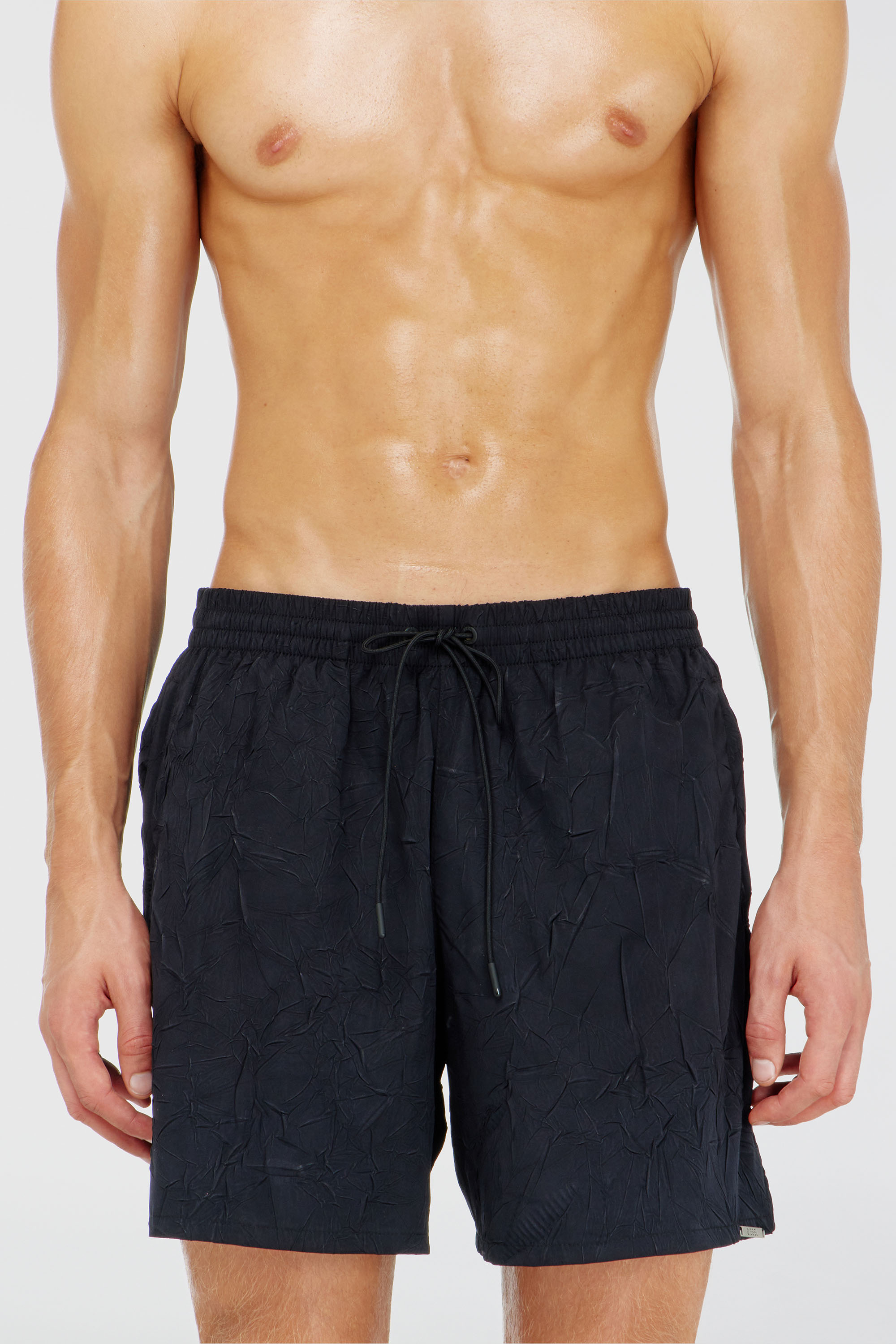 Diesel - CRUZ-41-UTLT, Man's Swim shorts in crinkled shell in Black - 2
