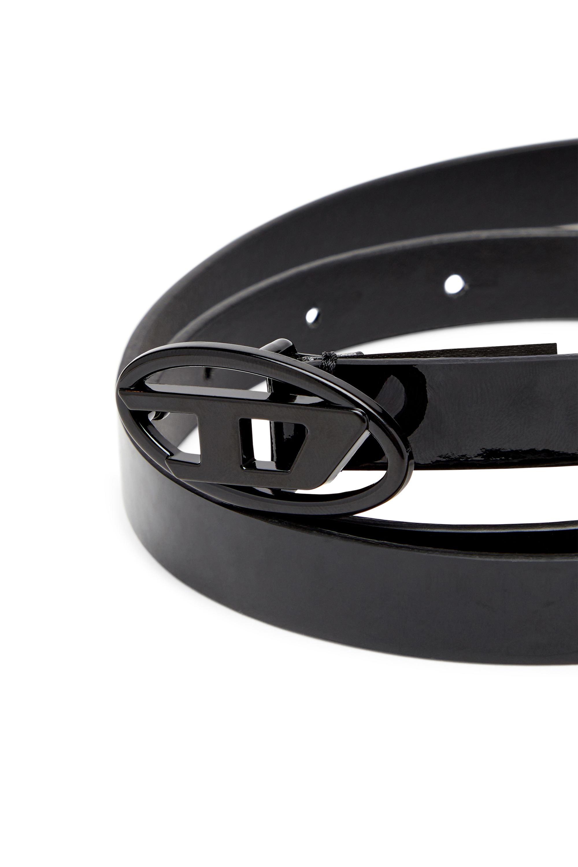 Diesel - B-PLAY 15, Woman's 1.5cm slim belt in glossy leather in Black - 3