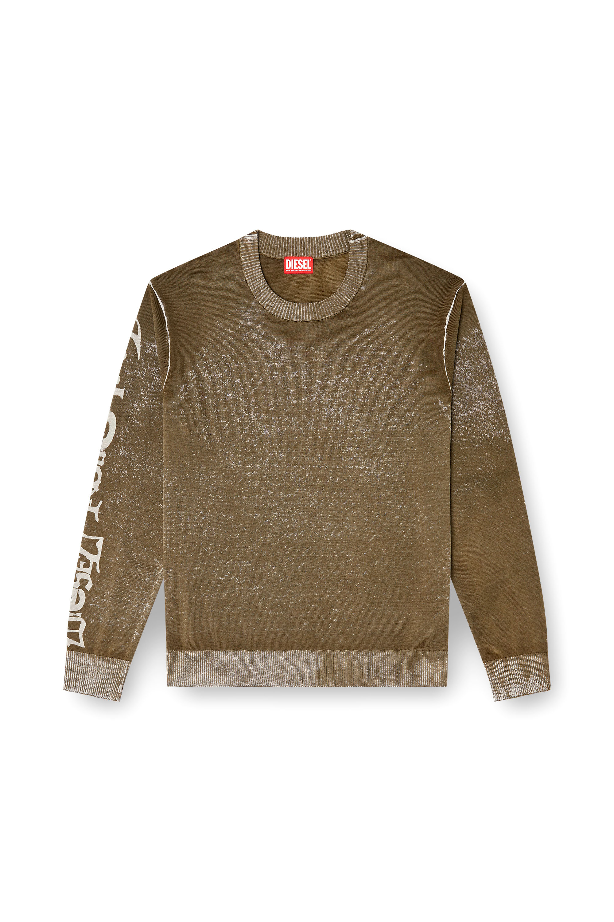 Diesel - K-YORKI, Man's Faded reverse-print jumper with lettering in Military Green - 3