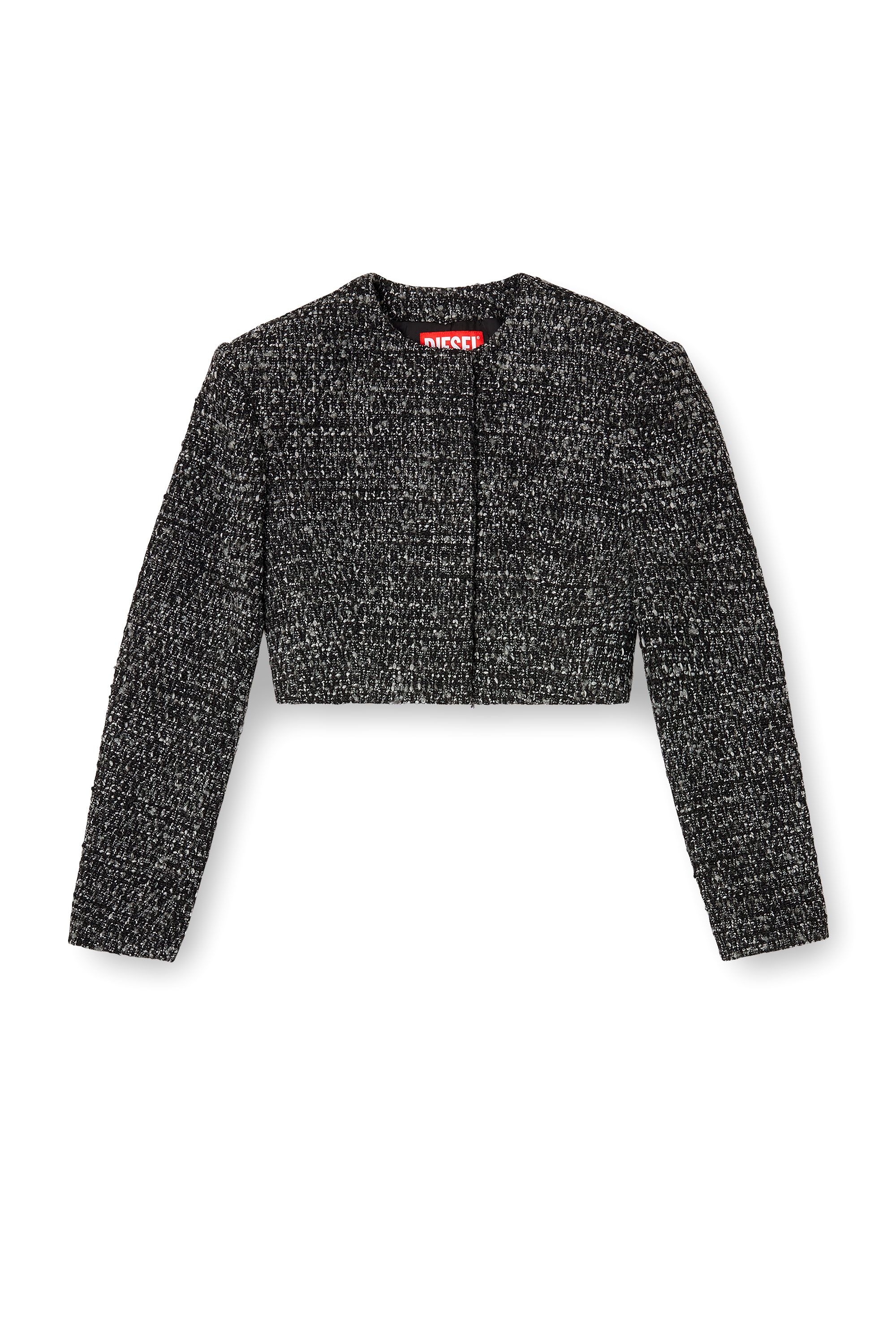 Diesel - G-CROP-G, Woman's Cropped jacket in bouclé fabric in Black - 3