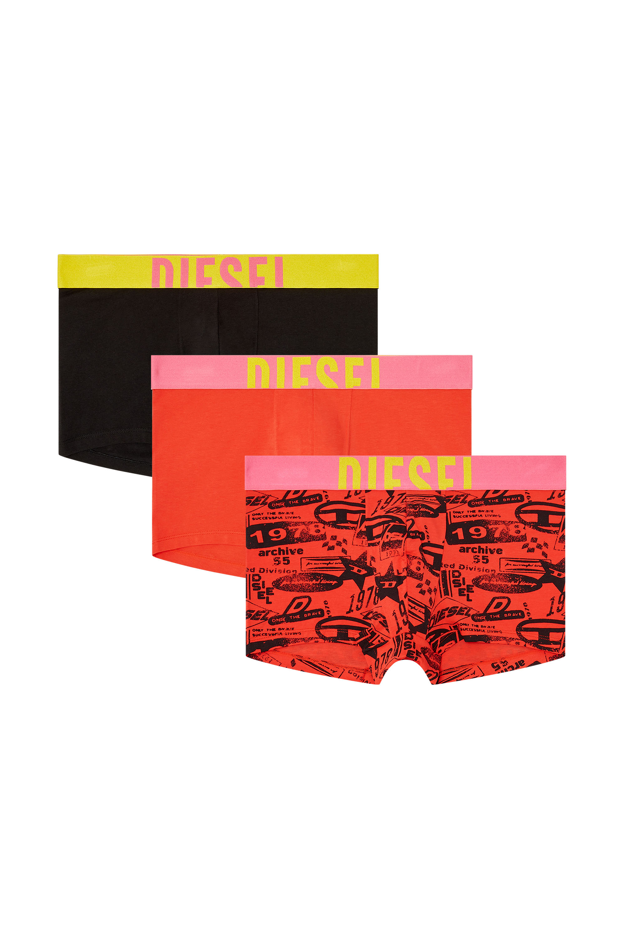 Diesel - DAMIEN-D-POP-3PACK-40, Man's 3-pack of trunks with contrast details in Orange/Black - 2