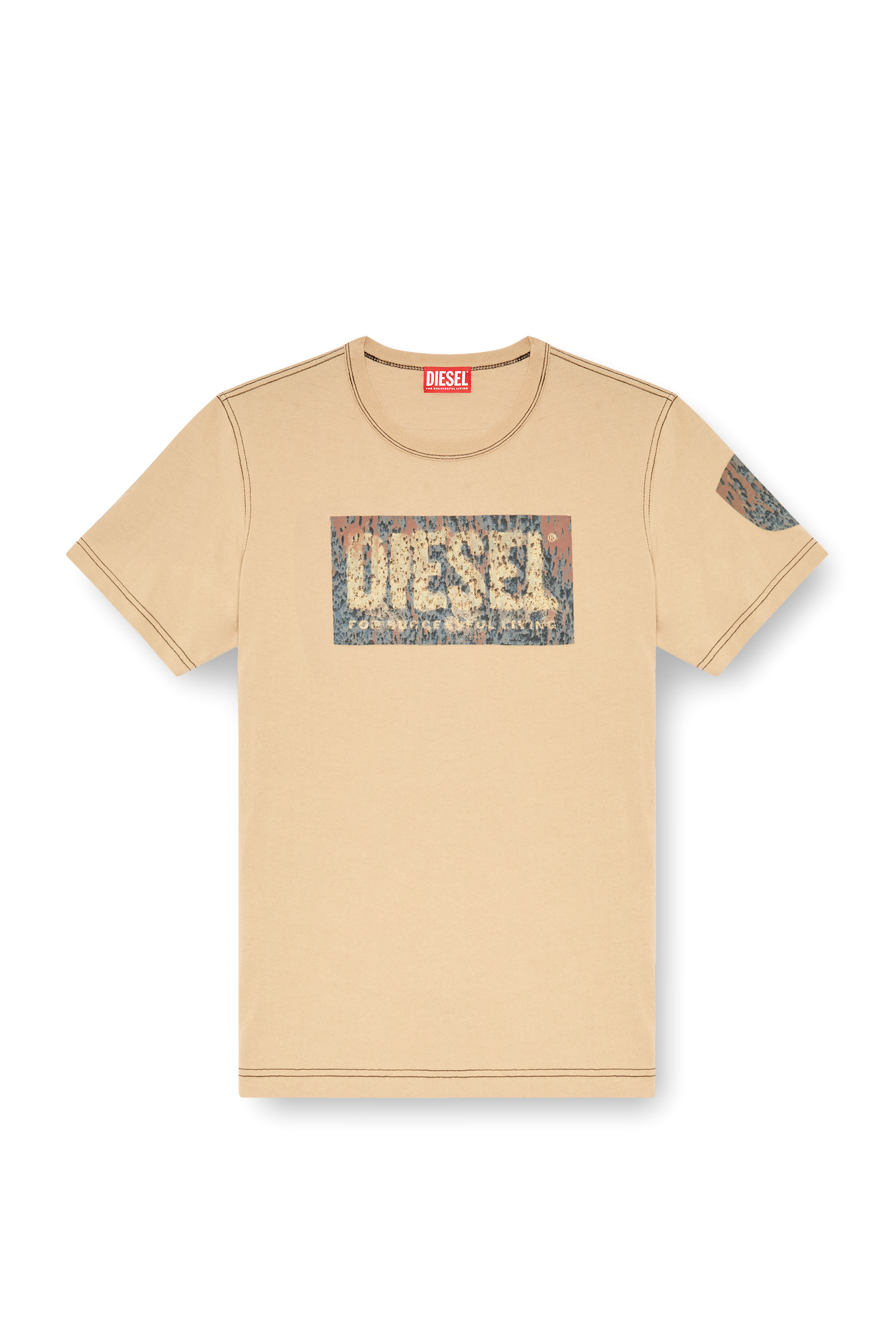 Diesel - T-ADJUST-Q1, Man's T-shirt with graphic patches in Light Brown - 2