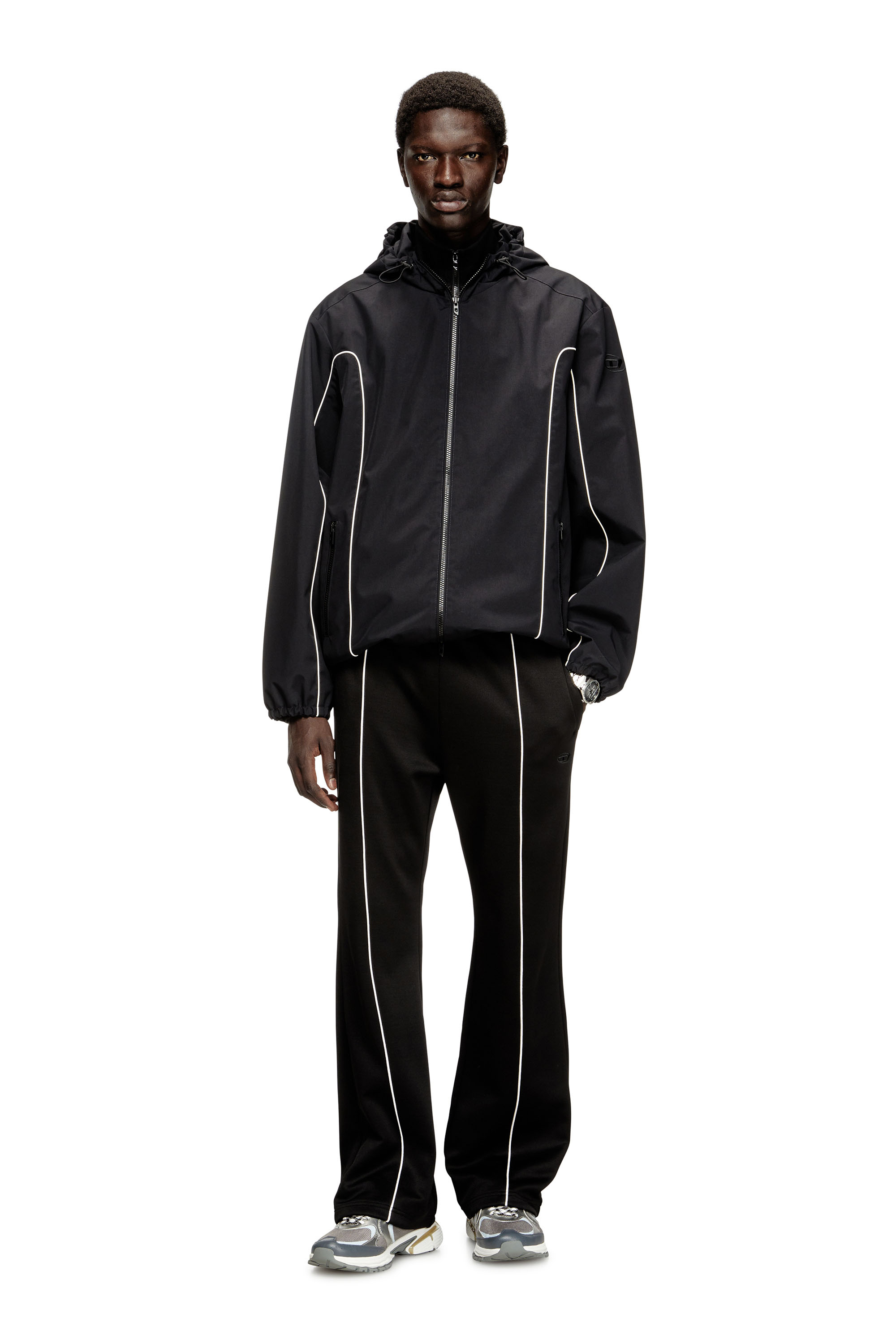 Diesel - J-HIVES-WRD, Man's Windbreaker with contrast piping in Black - 2
