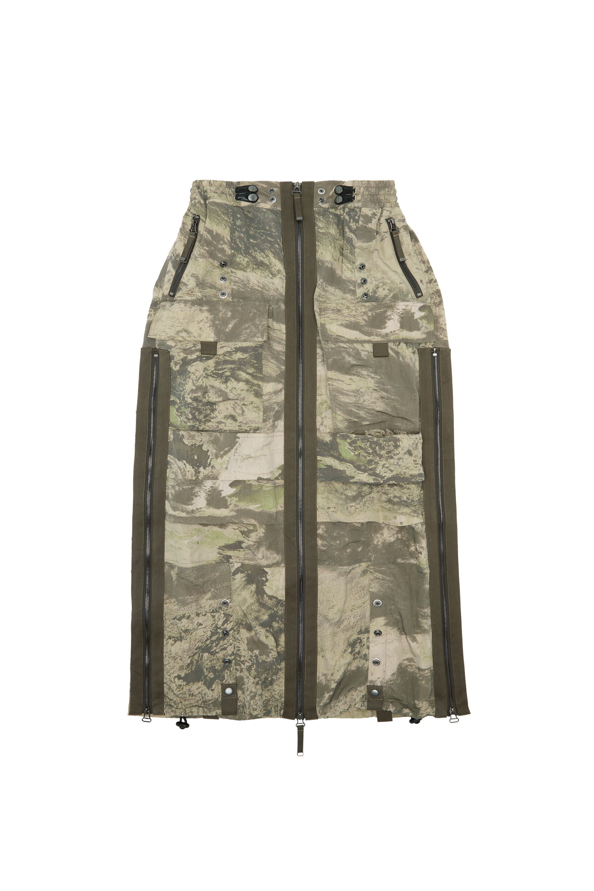 Diesel - O-CREP-N1, Woman's Long skirt with cargo pockets in Military Green - 2