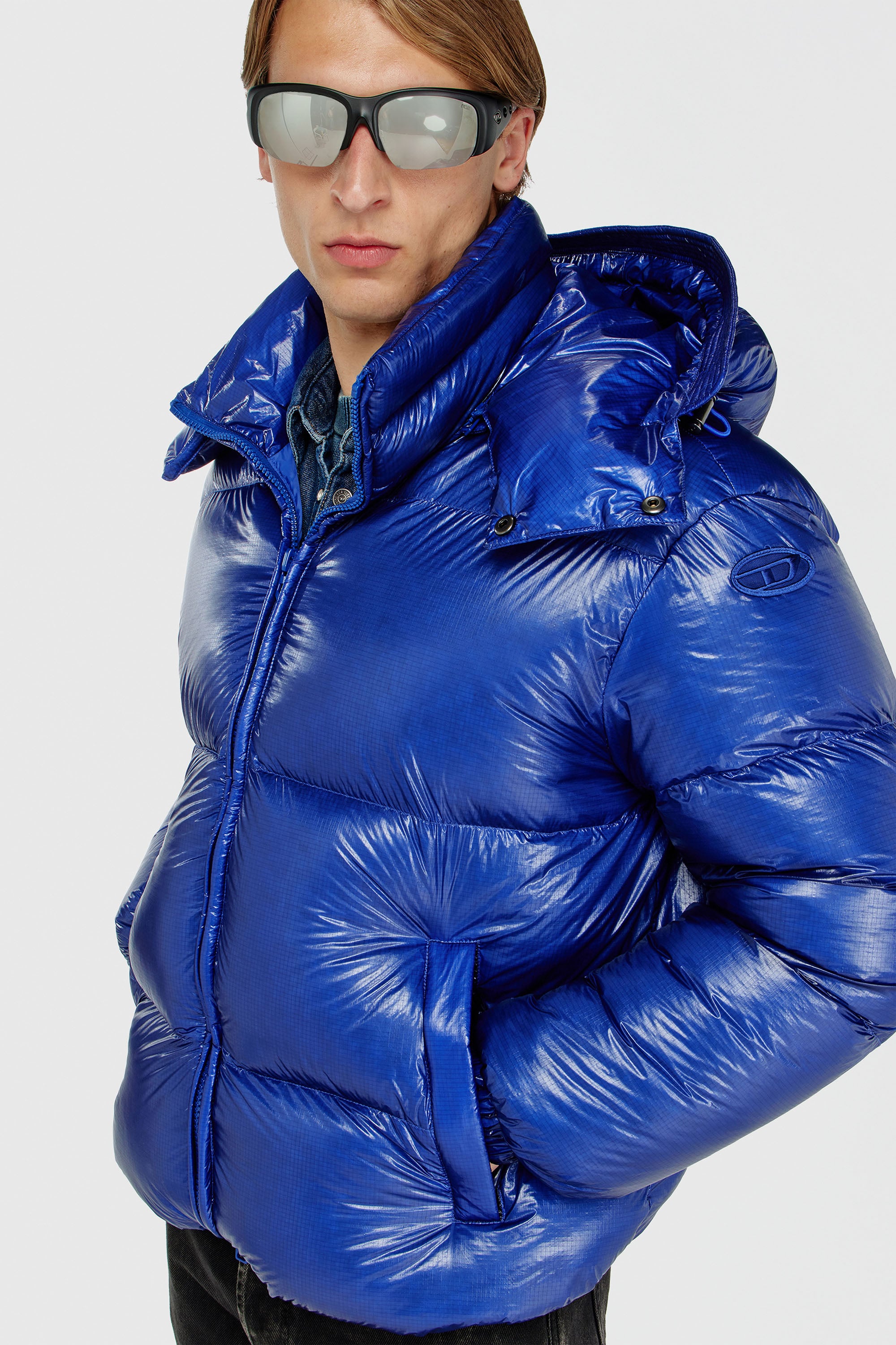 Diesel - W-ROLFYS-WRD-BKCP, Man's Down puffer jacket with detachable hood in Blue - 6