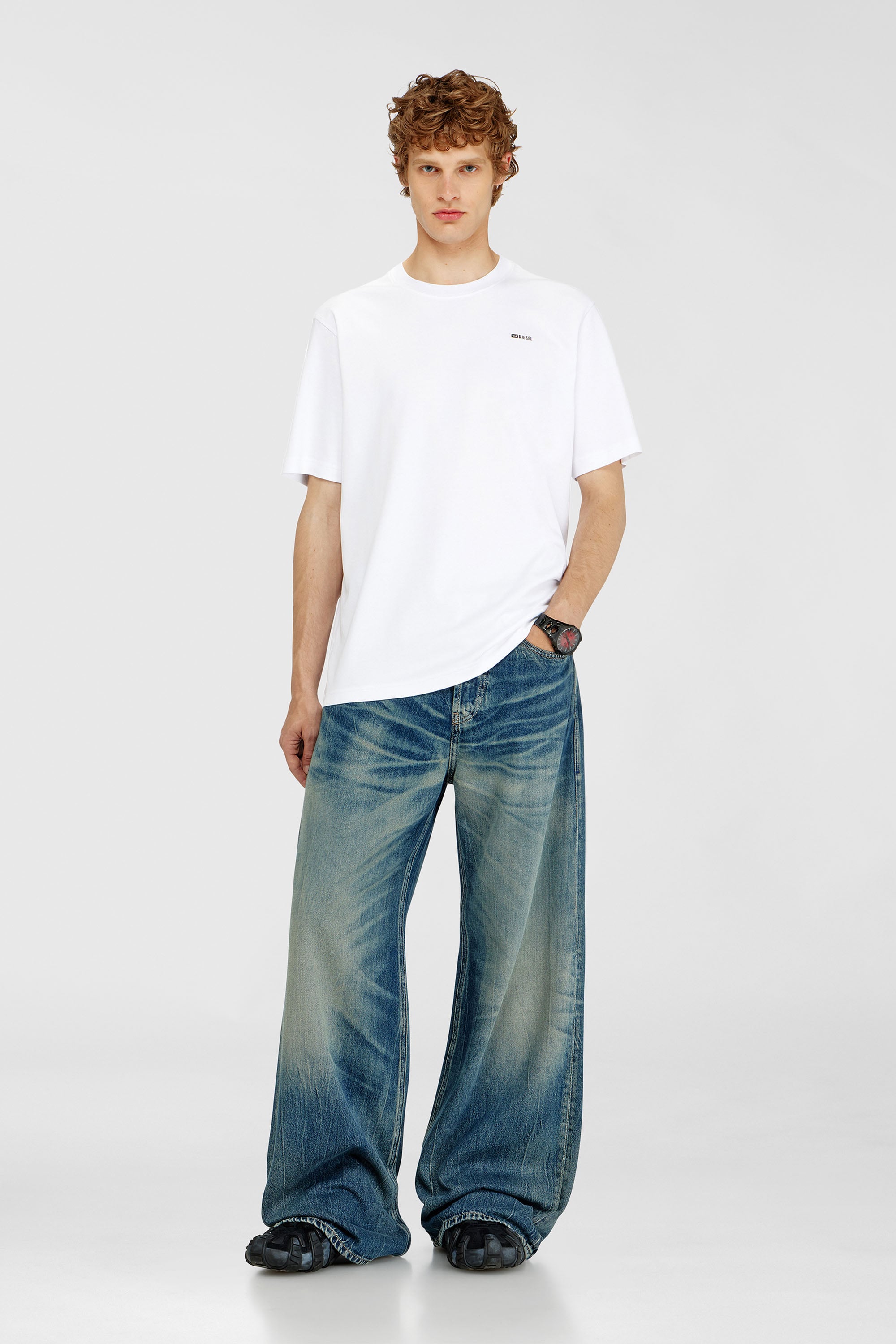 Diesel - T-ADJUST-MET, Man's Cotton T-shirt with small logo on chest in White - 2