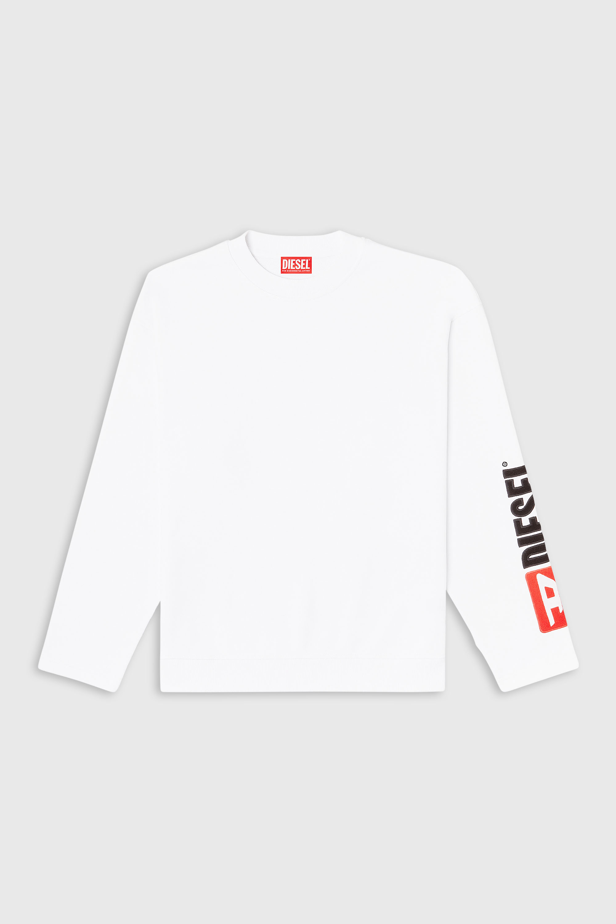 Diesel - S-BOXT-NC-DIV, Man's Crewneck sweatshirt with logo patch embroidery in White - 2