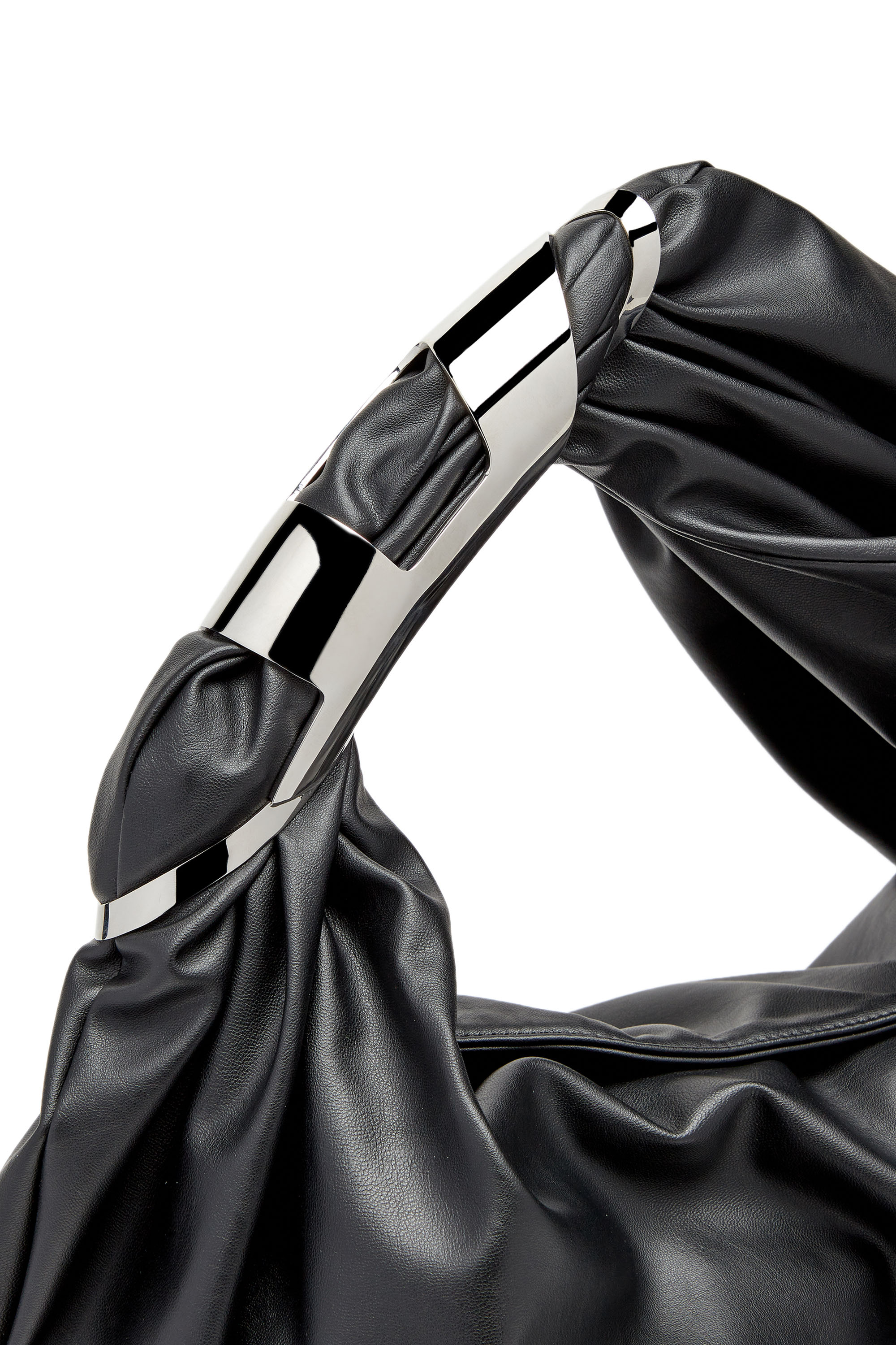 Diesel - GRAB-D HOBO M, Woman Grab-D M-Embellished hobo bag in stretch PU in Black - Image 5