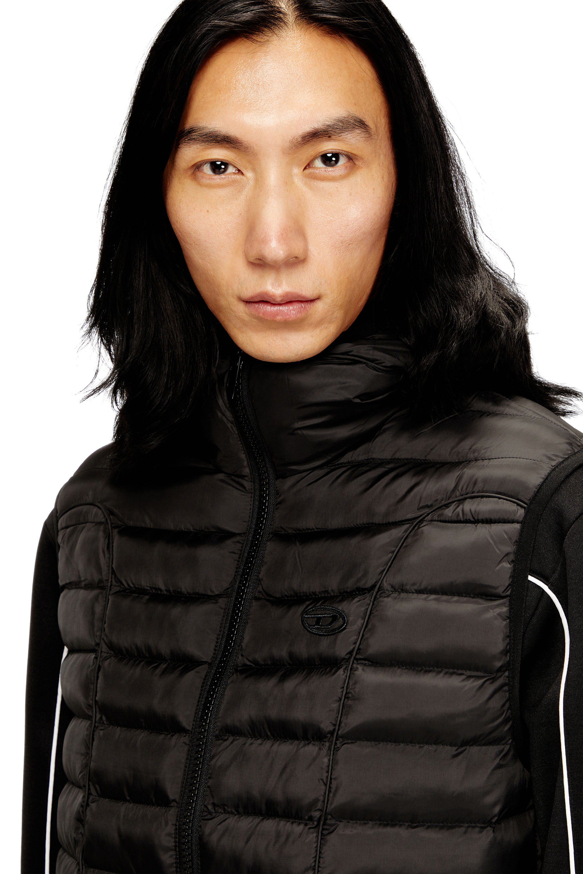 Men's Hooded puffer vest in light nylon | Black | Diesel