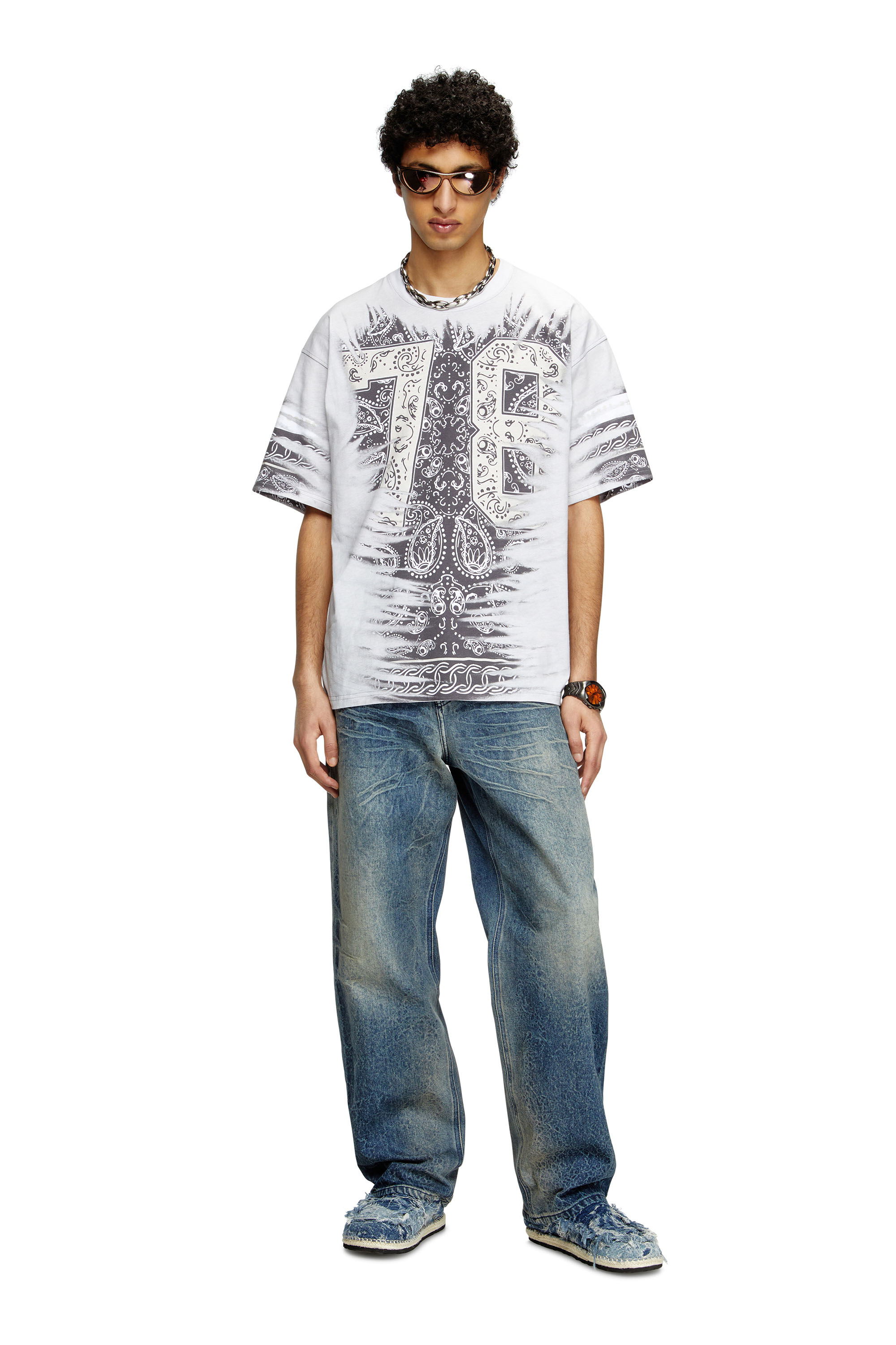 Diesel - T-BOXT-78-R1, Man's T-shirt with 78 bandana print in White - 1