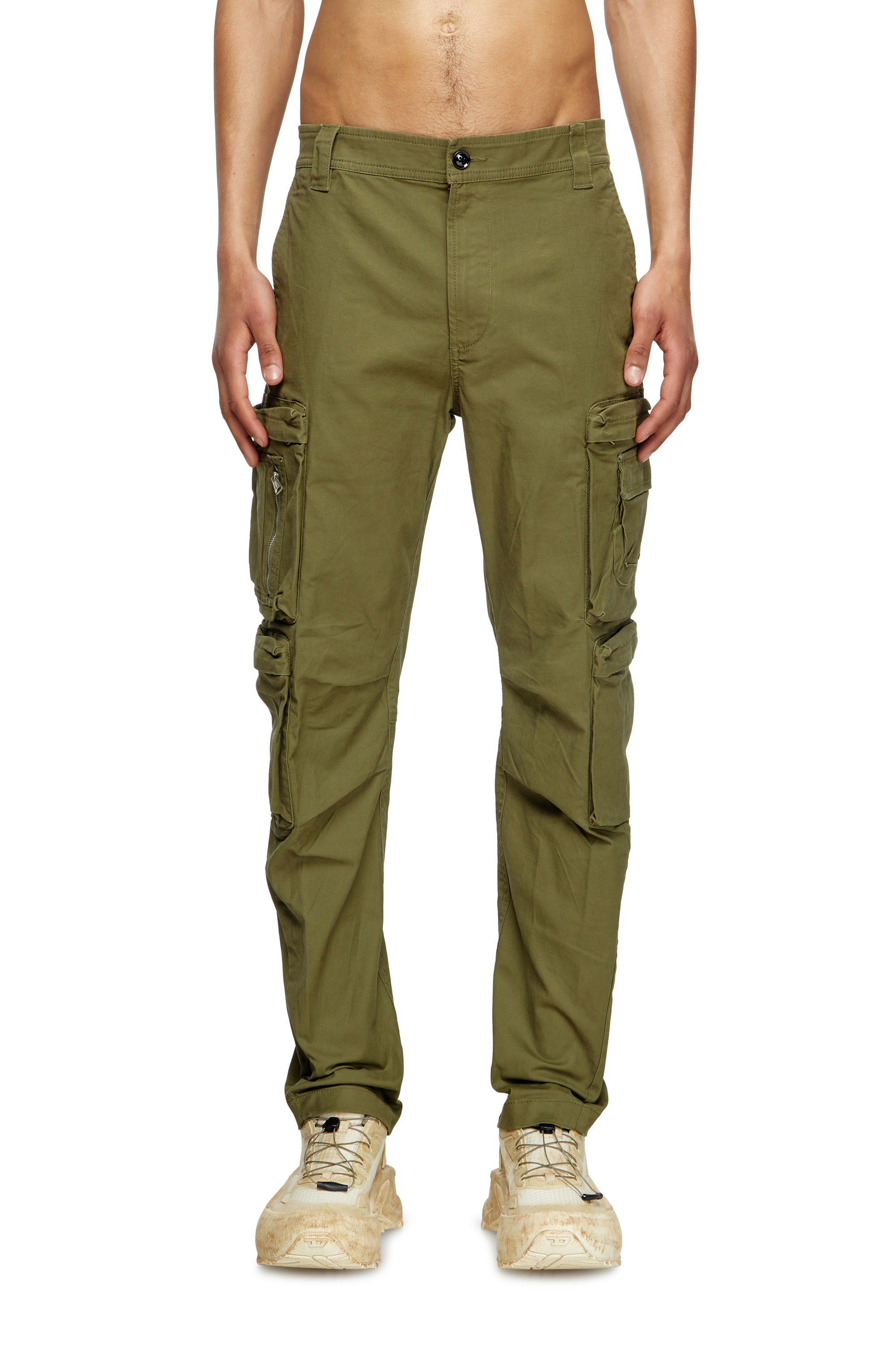 Diesel - P-ARLEM, Man's Cargo pants with zip pocket in Military Green - 3
