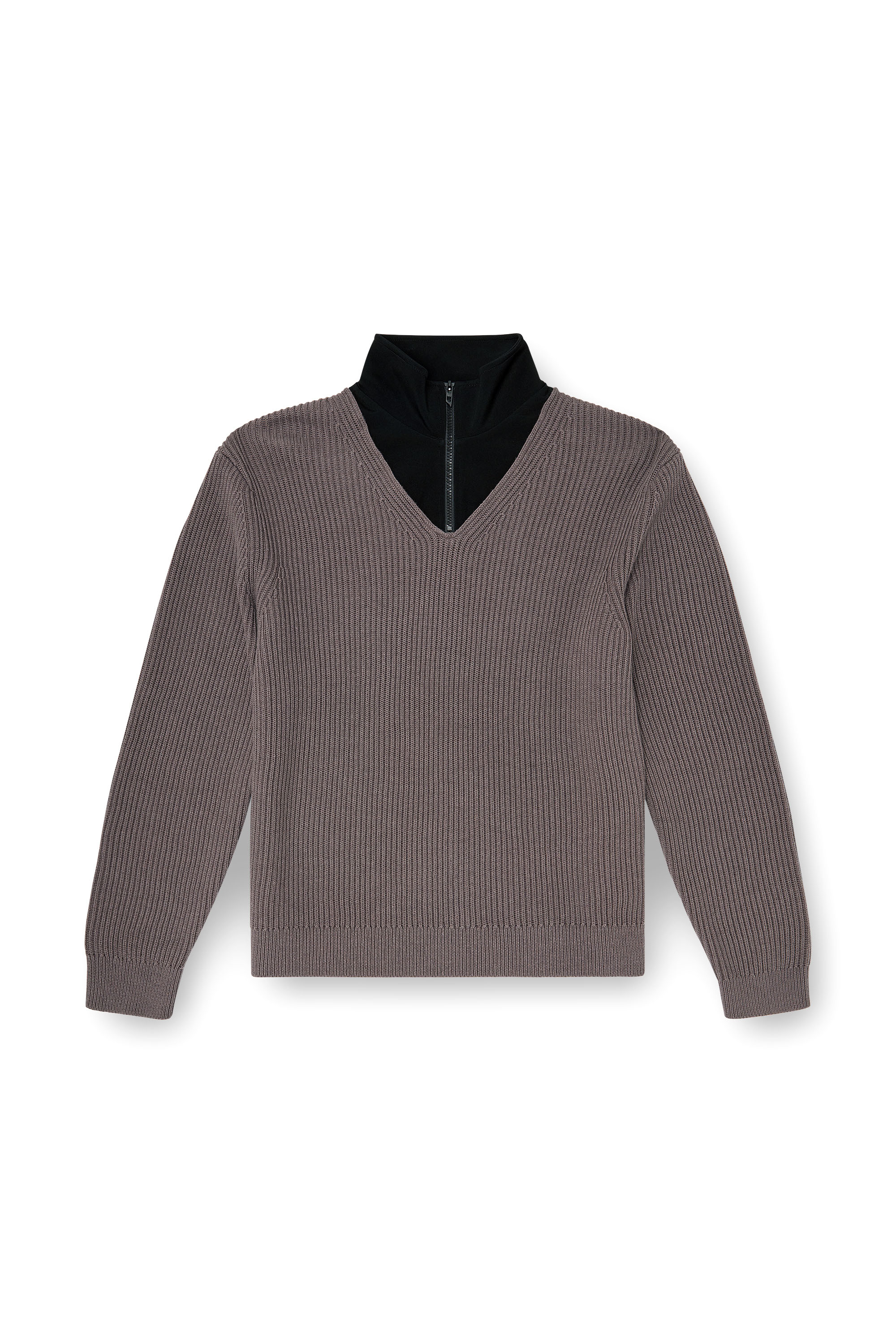 Diesel - K-MAMU, Man's Half-zip sweater with layered neckline in null - 2