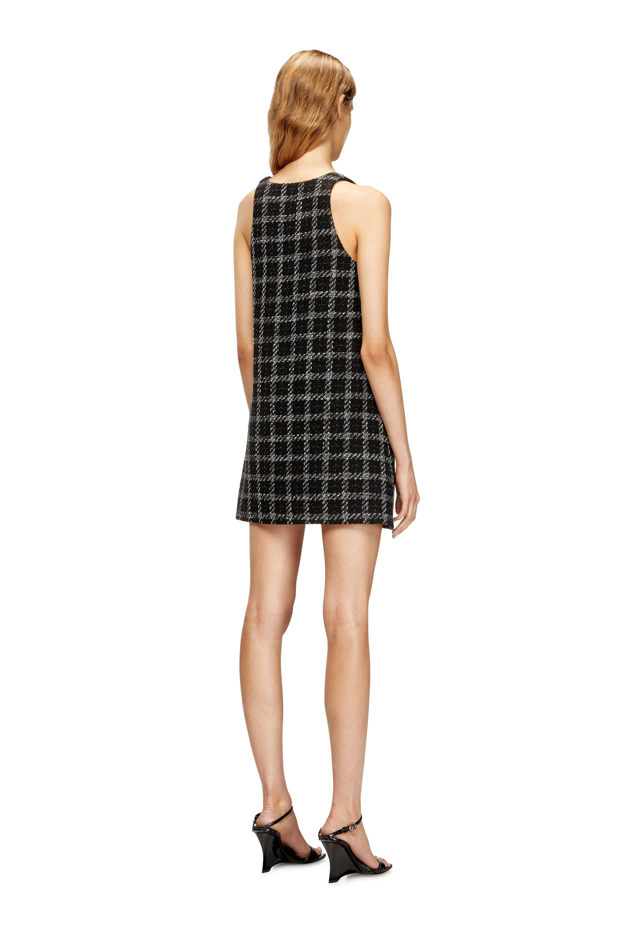 Diesel - D-GIADA, Woman's Bouclé dress with checked pattern in Black/White - 4