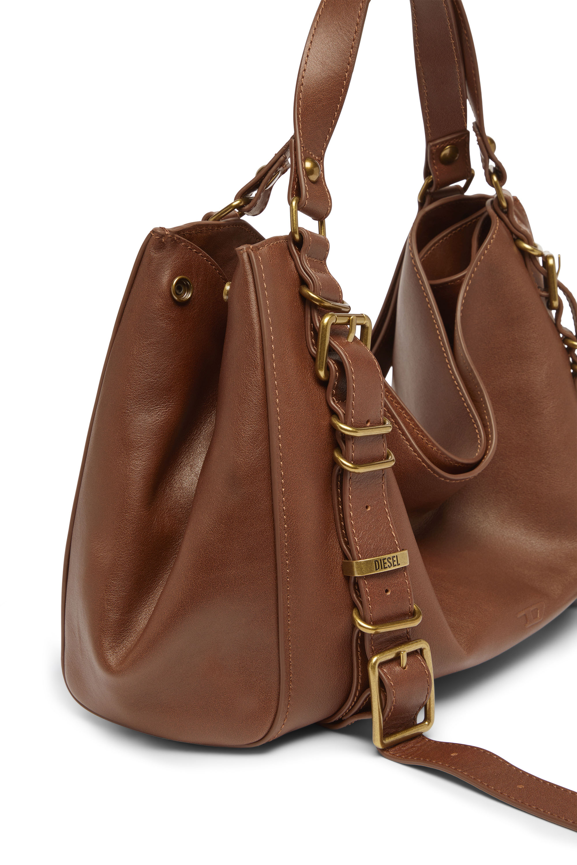 Diesel - D-ONE TOPHANDLE M, Unisex's D-One-Medium top-handle bag in treated leather in Brown - 5