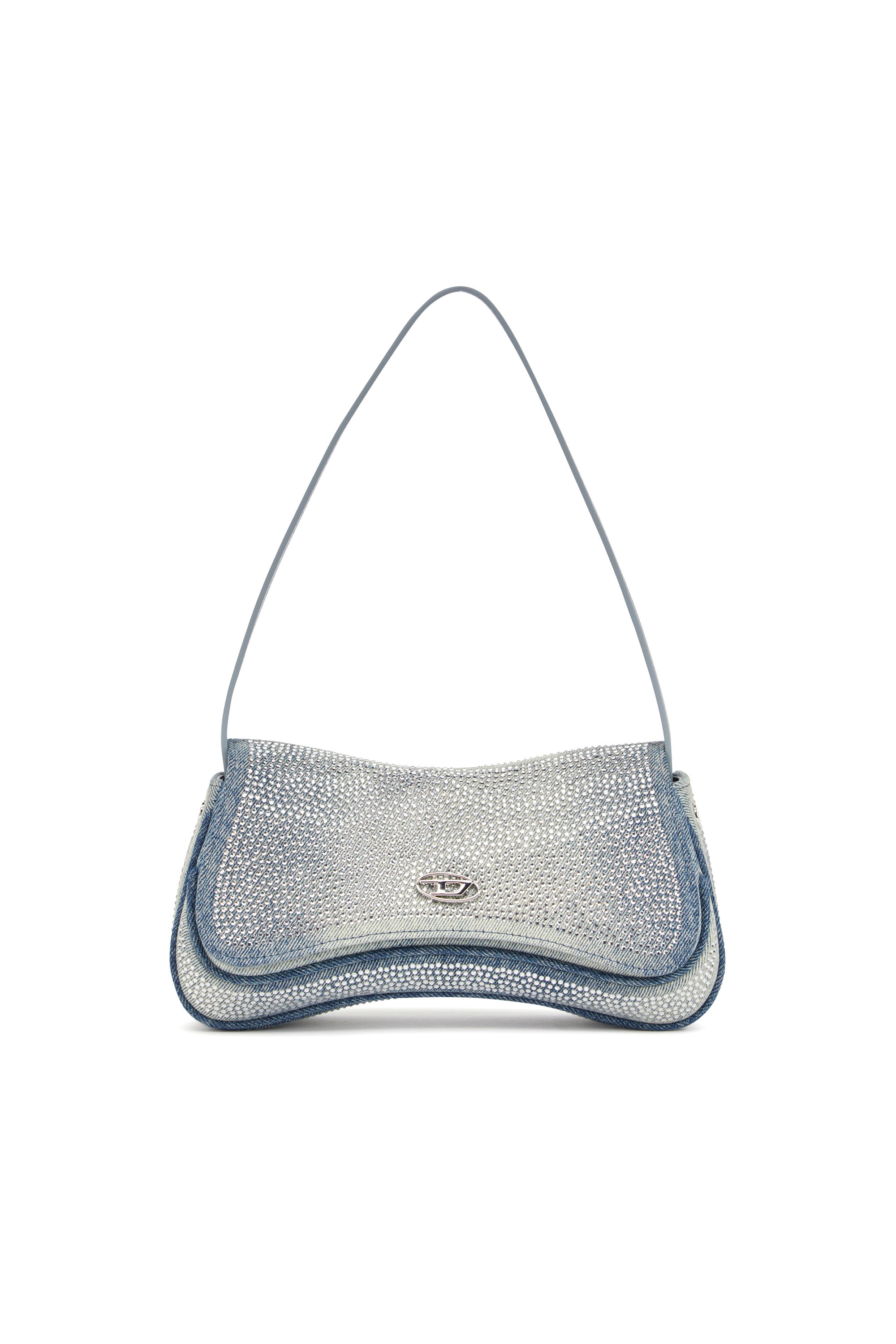 Diesel - PLAY CLUTCH, Woman's Play-Crystal clutch in solarised denim in Light Blue - 5