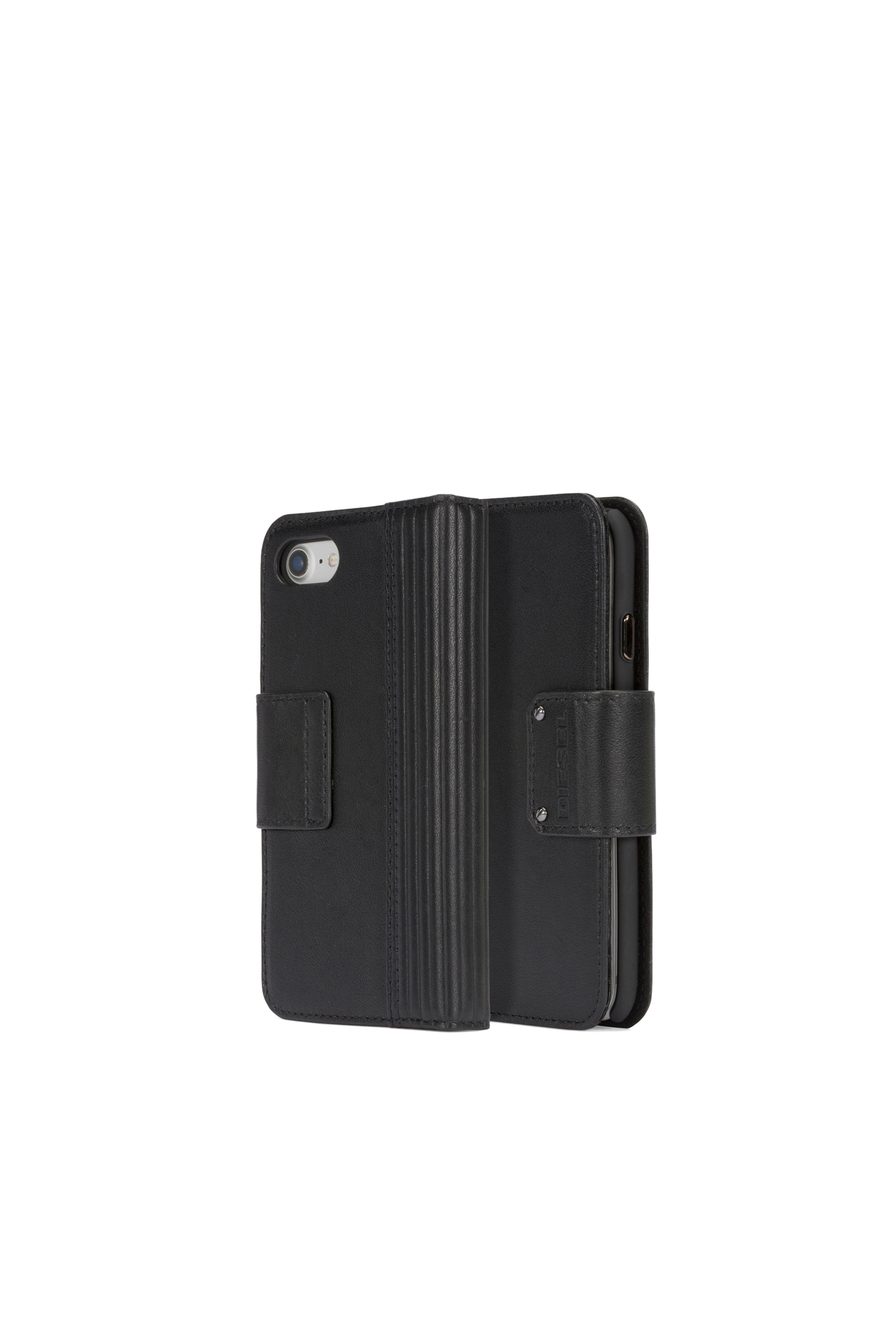 BLACK LINED LEATHER IPHONE 8/7 FOLIO, Diesel - BLACK LINED LEATHER IPHONE 8/7 FOLIO, - Flip covers - Image 1